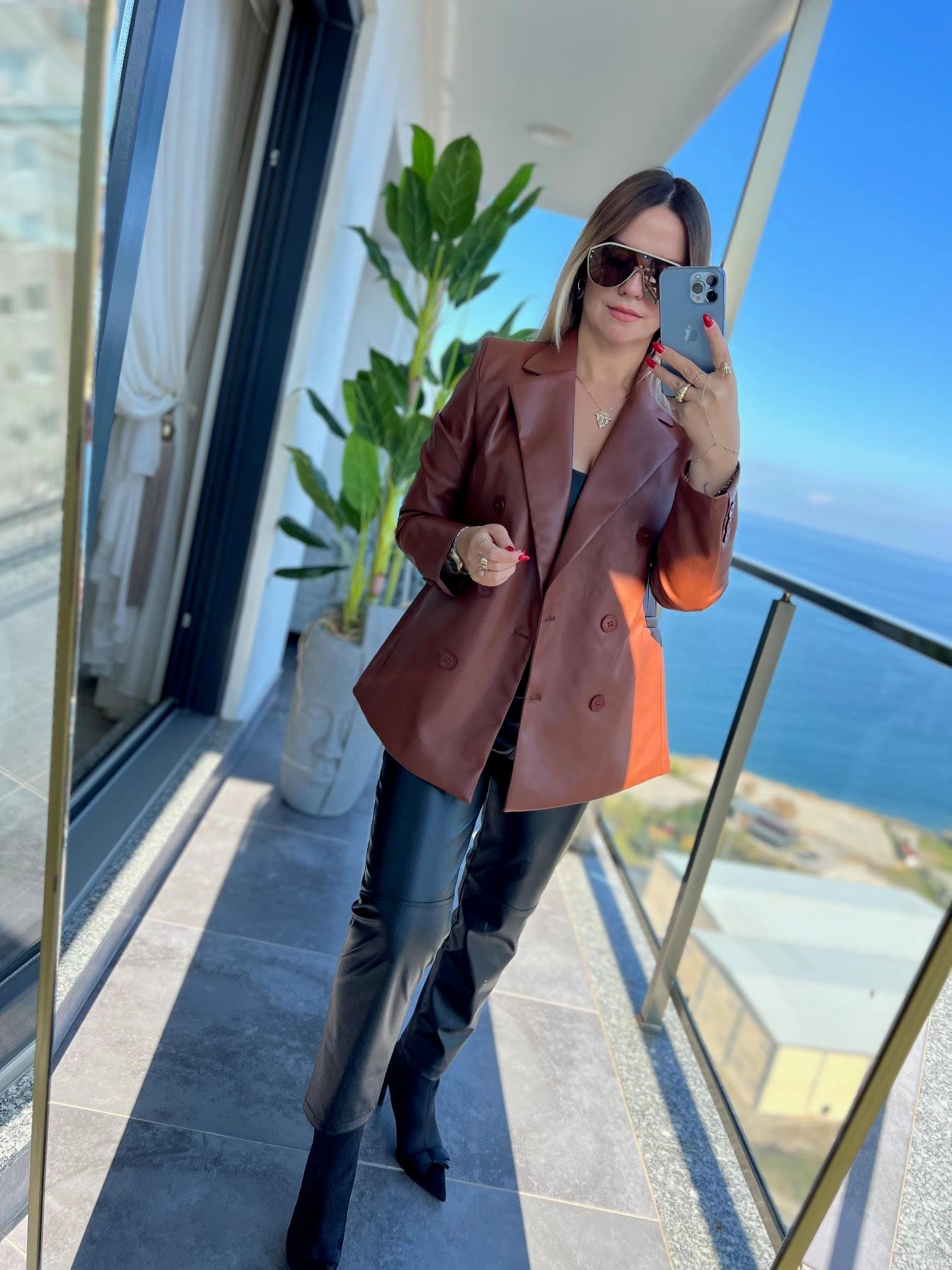 Blazer Deri Ceket TABA