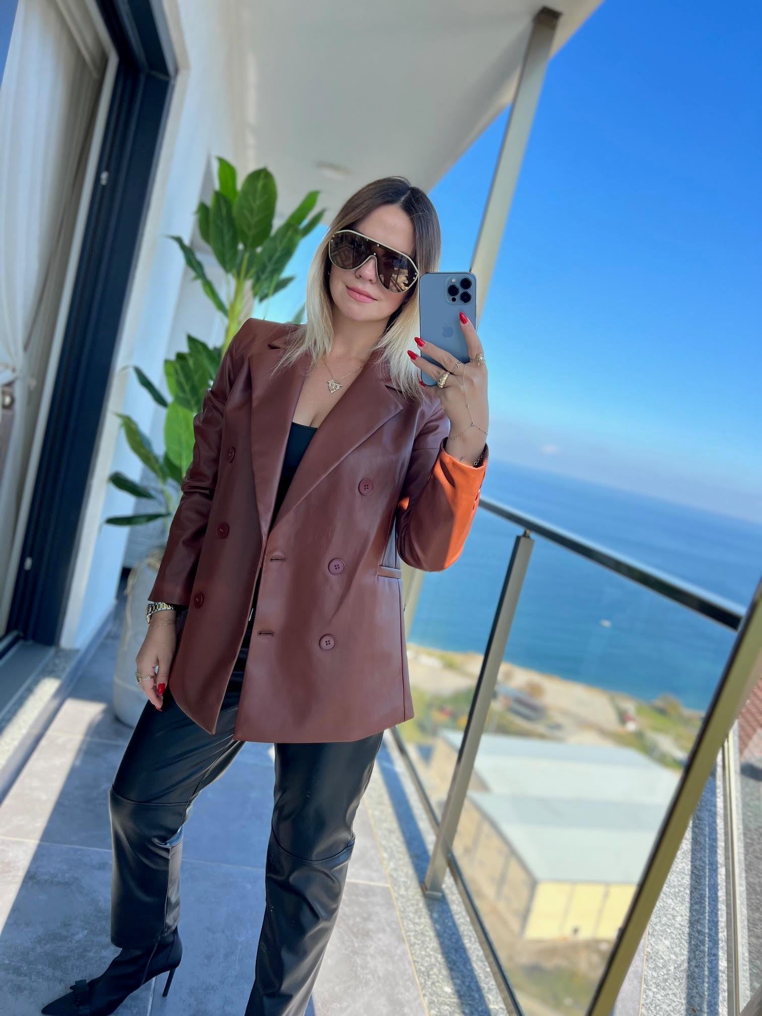 Blazer Deri Ceket TABA