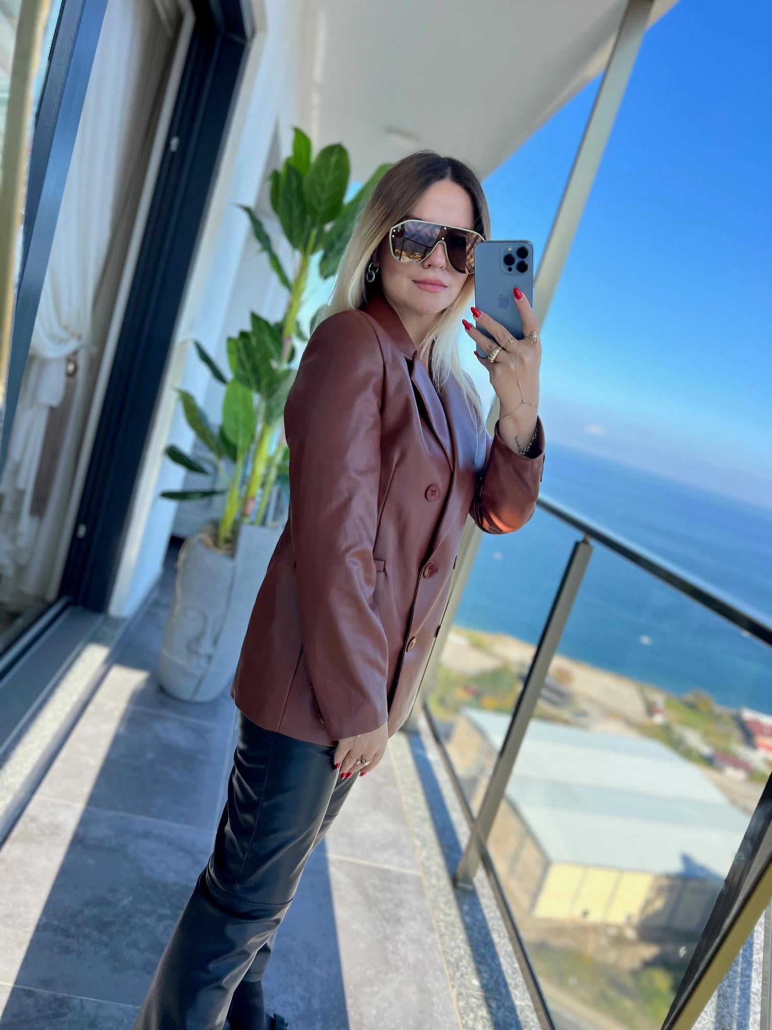 Blazer Deri Ceket TABA