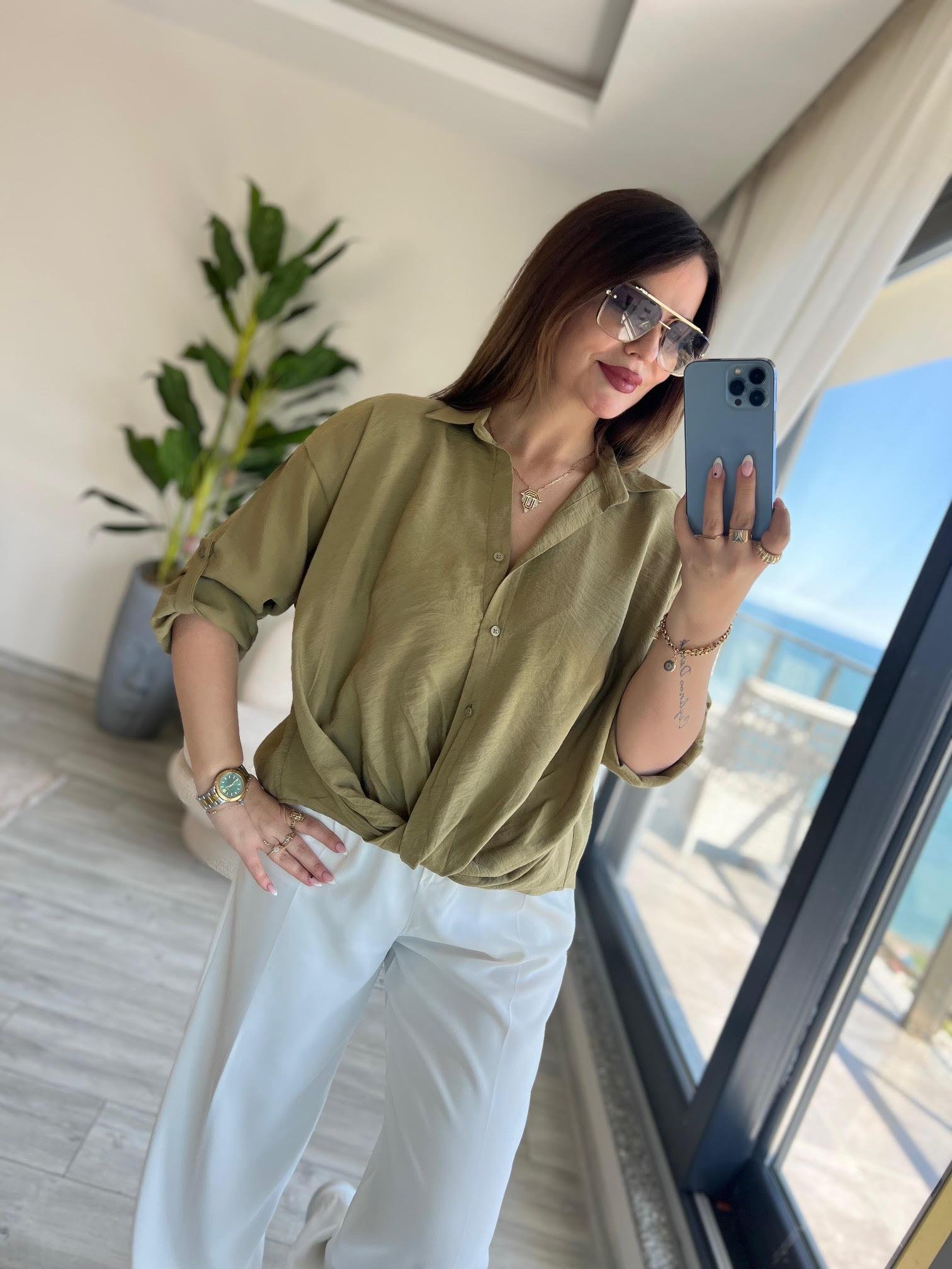 Burgulu Gömlek olive