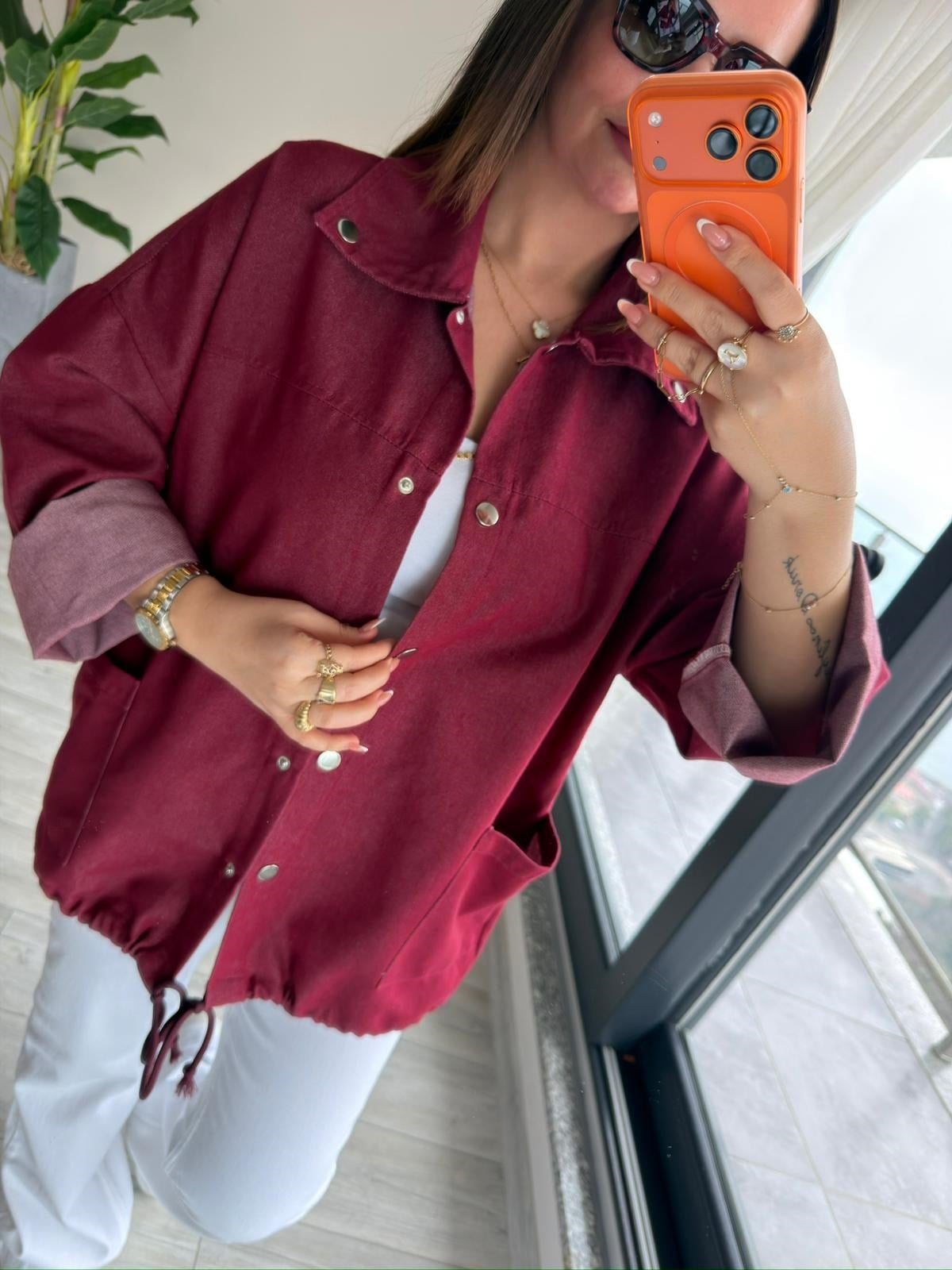 Gabardin Ceket BORDO