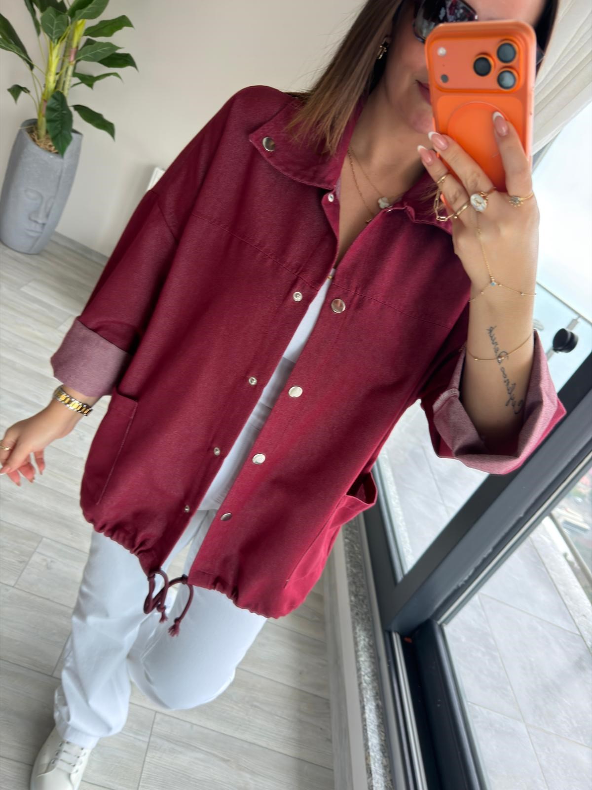 Gabardin Ceket BORDO