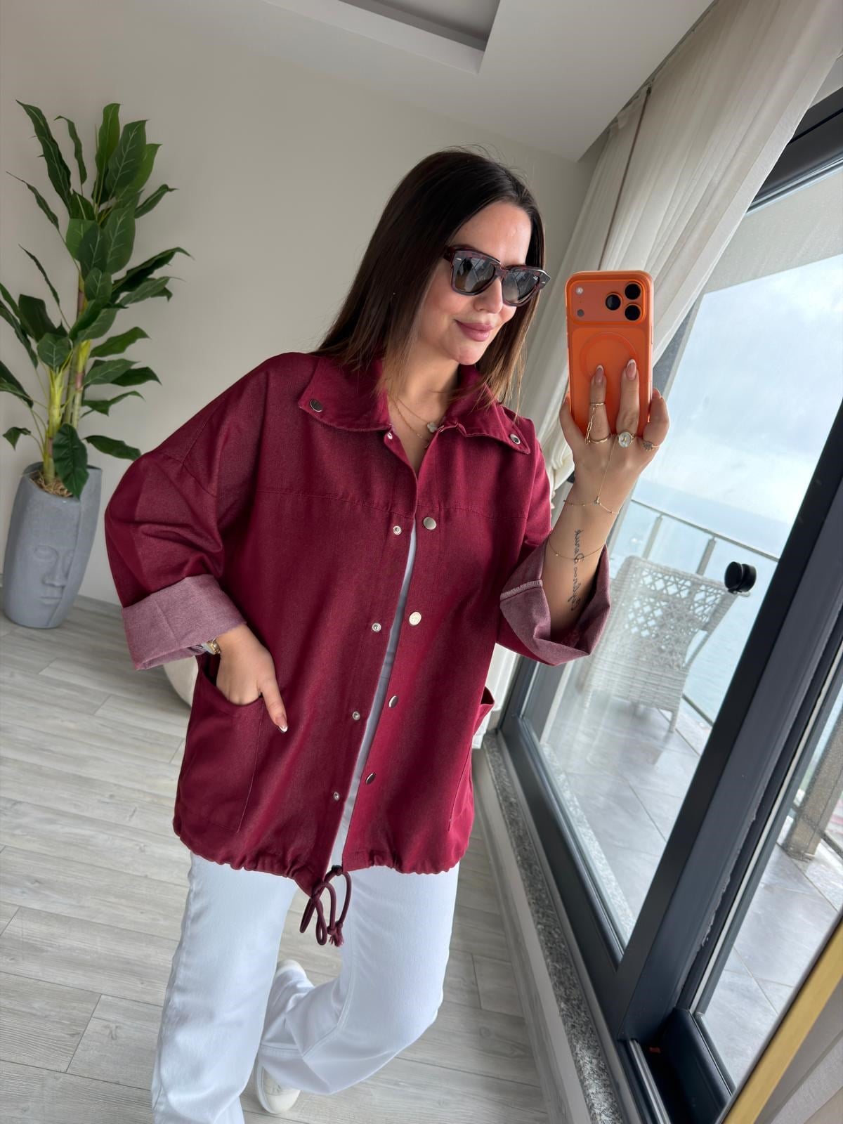 Gabardin Ceket BORDO