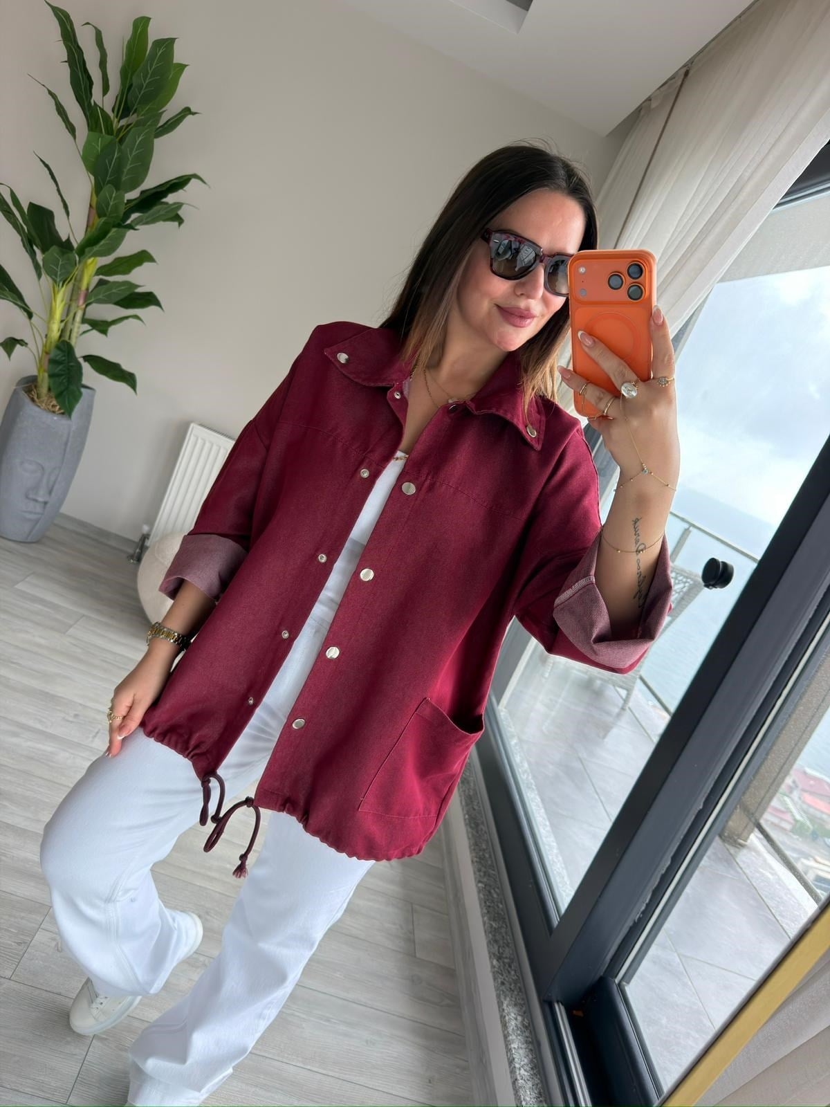 Gabardin Ceket BORDO