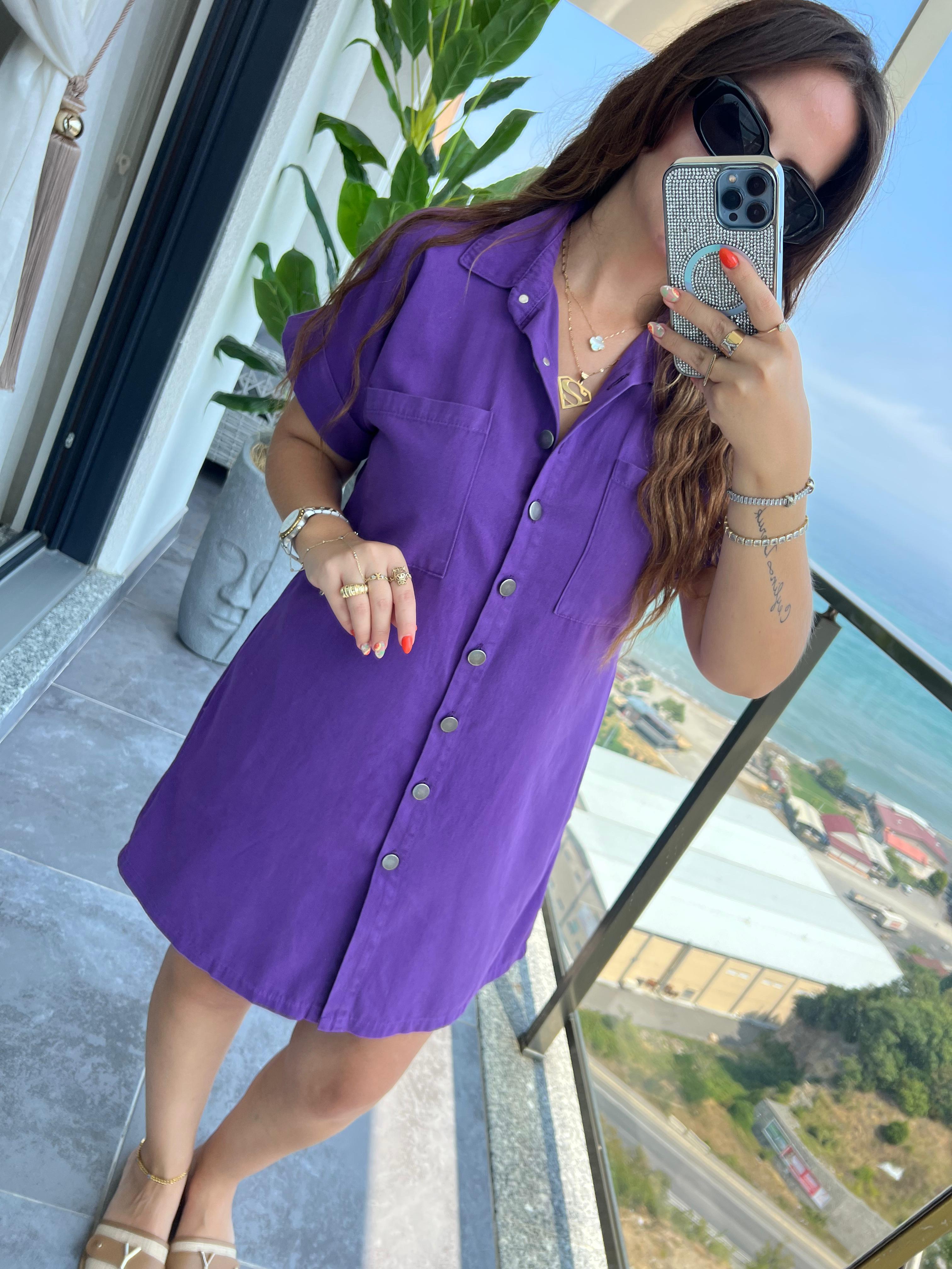 Gabardin Yıkamalı Elbise MOR