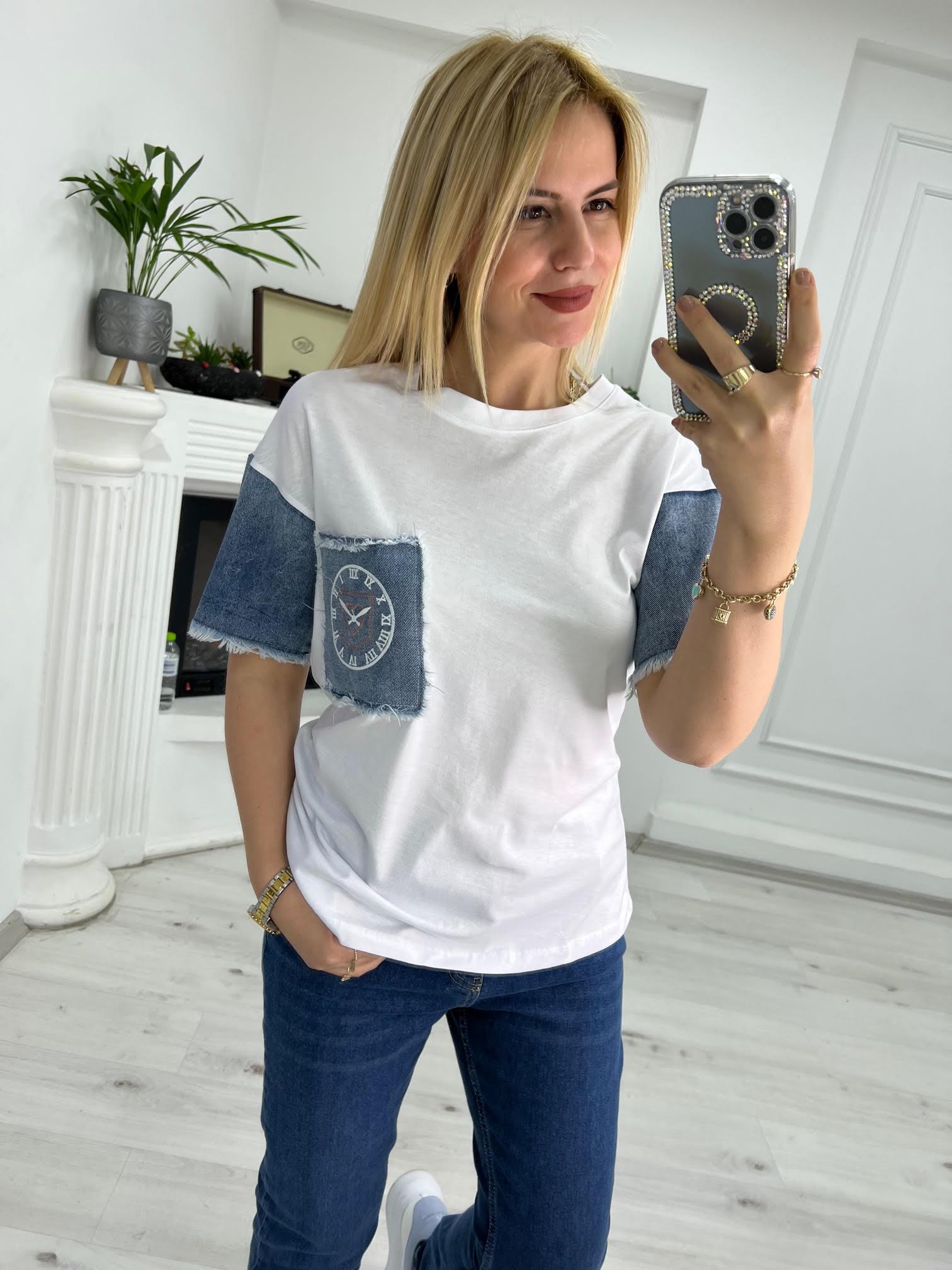 Jean Cepli Tshirt BEYAZ