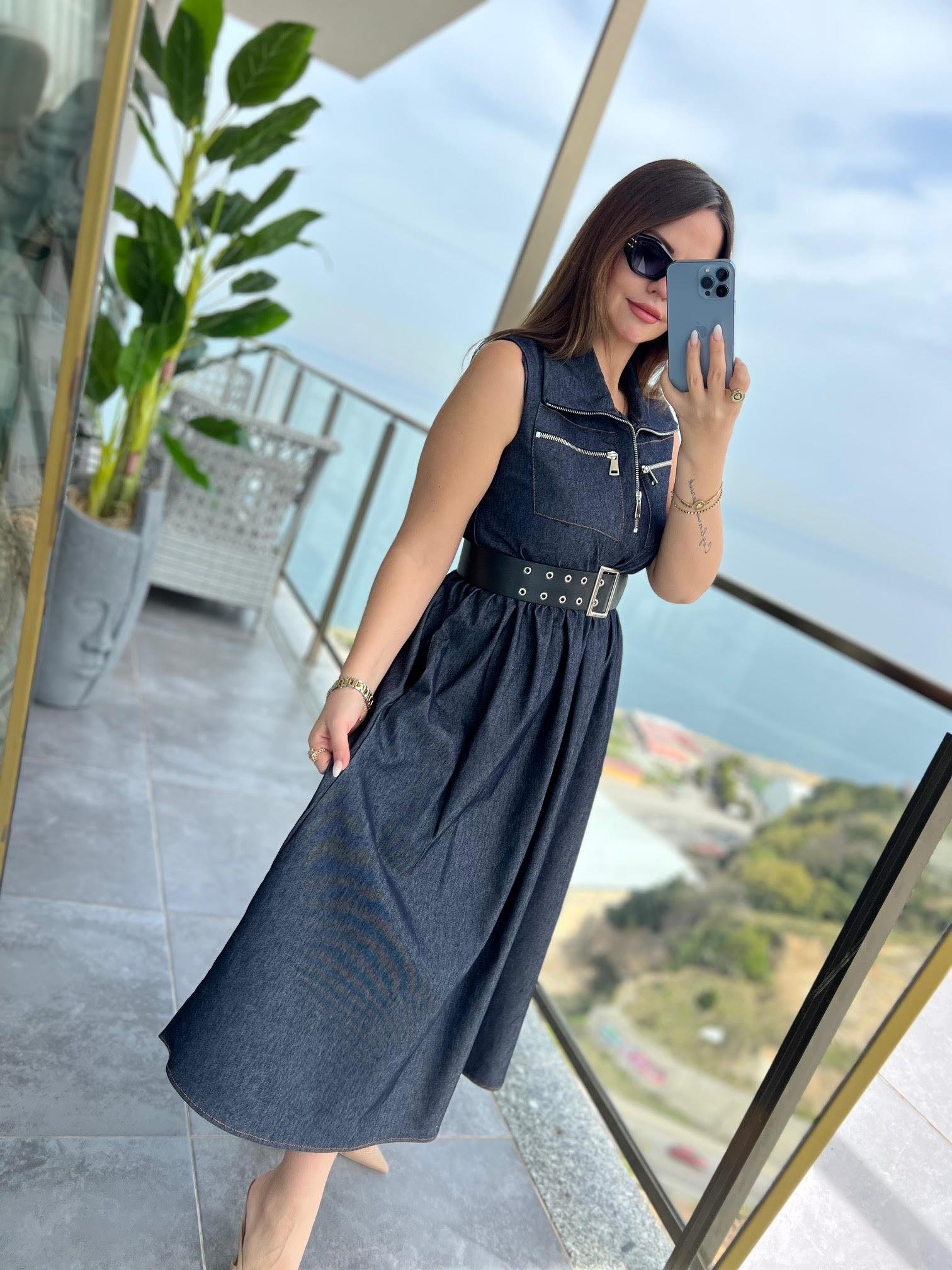 Kemerli Elbise LACİVERT