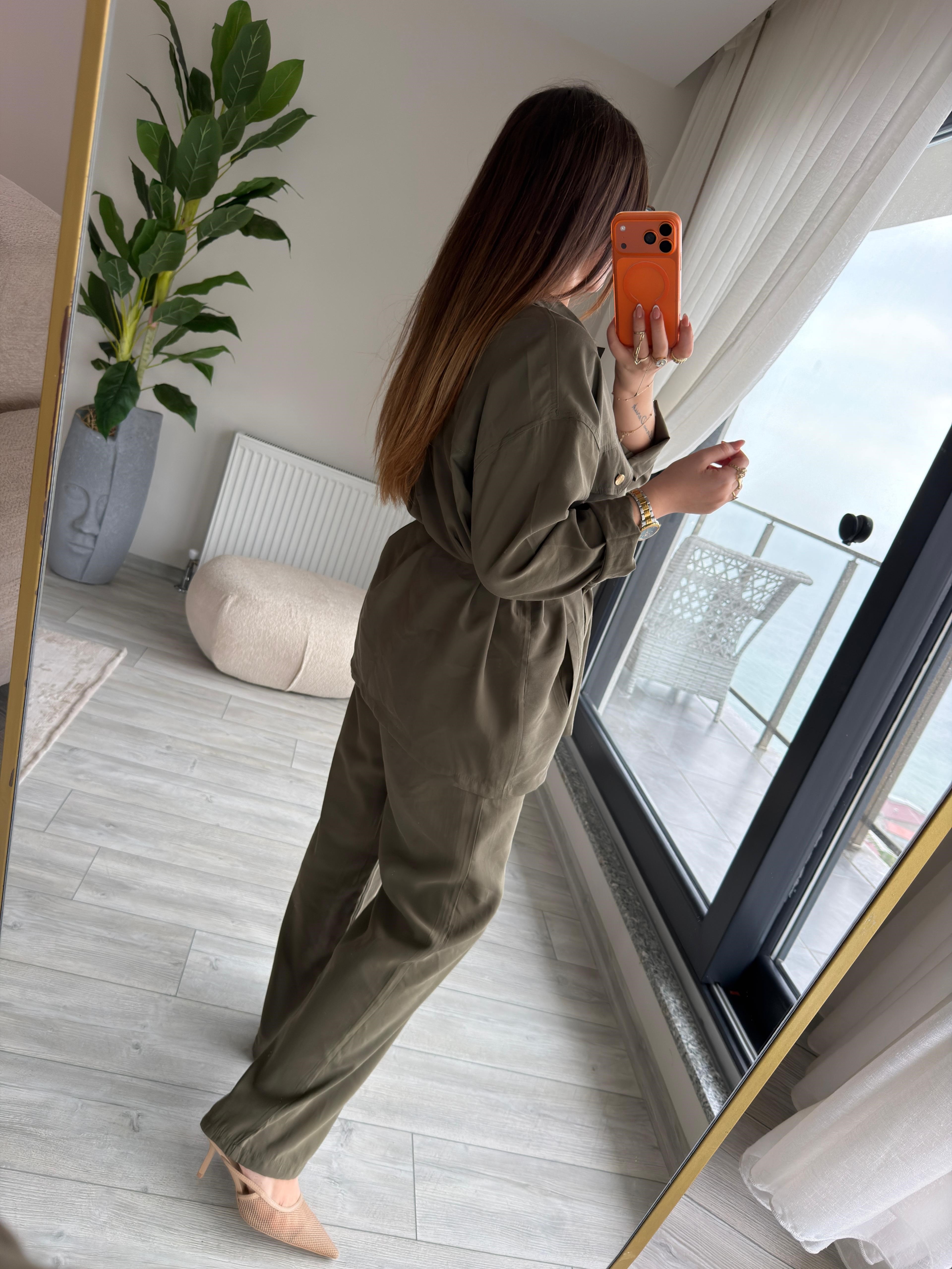 Kemerli Tencel Takım HAKİ YEŞİL