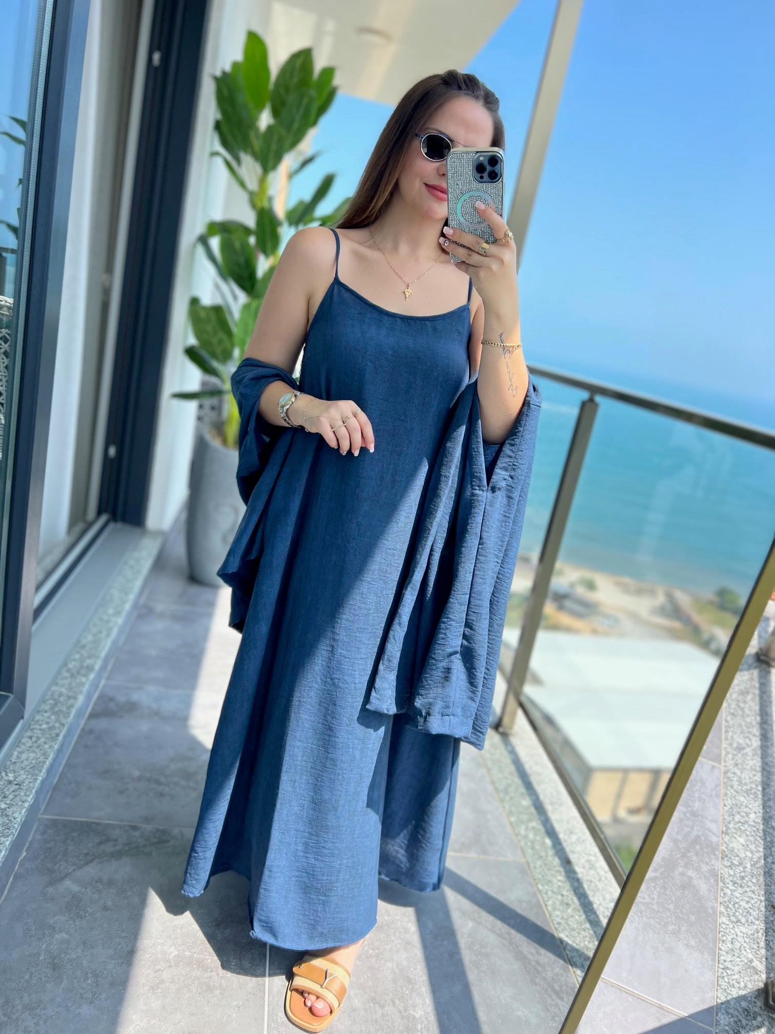 Kimono Elbise Takım LACİVERT