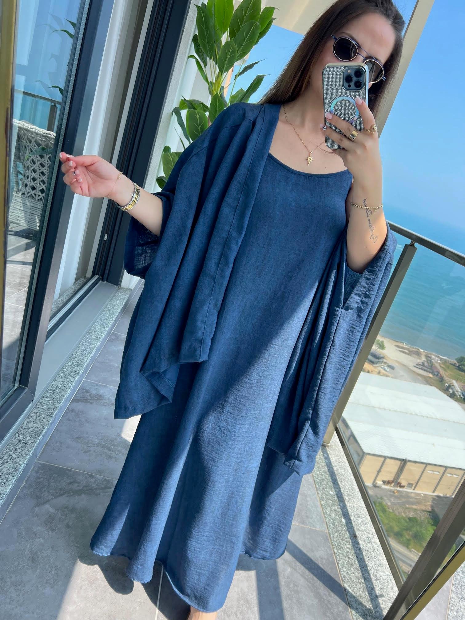 Kimono Elbise Takım LACİVERT