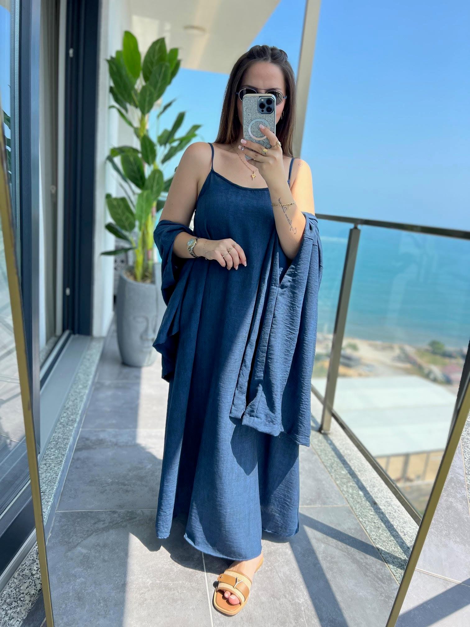 Kimono Elbise Takım LACİVERT