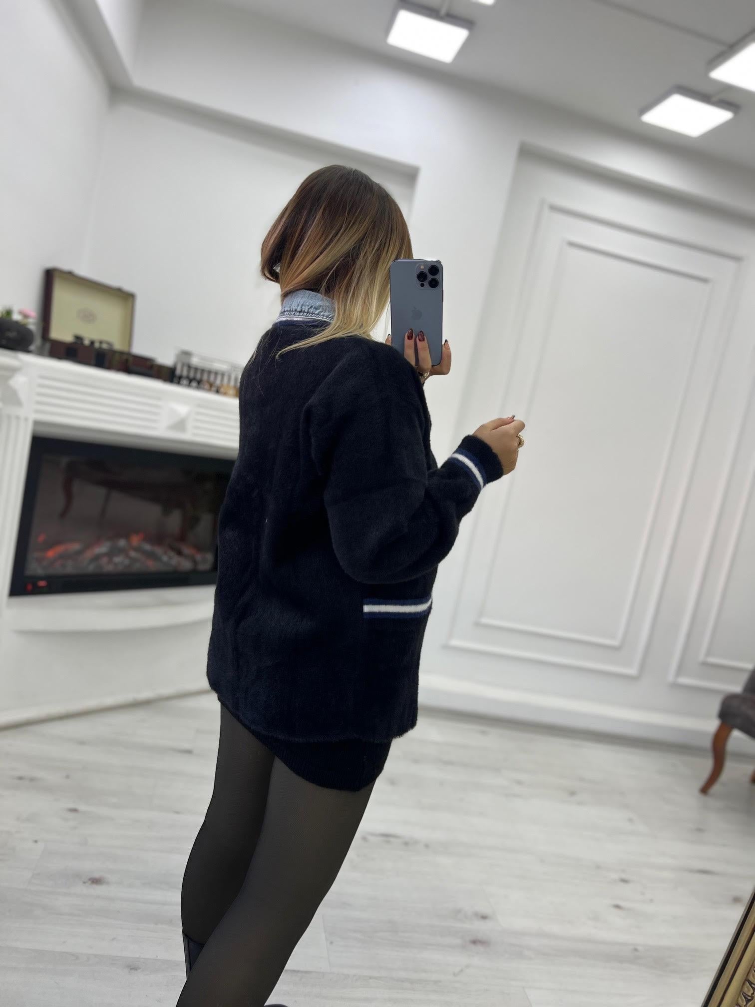 Kot Garnili Angora Hırka SİYAH