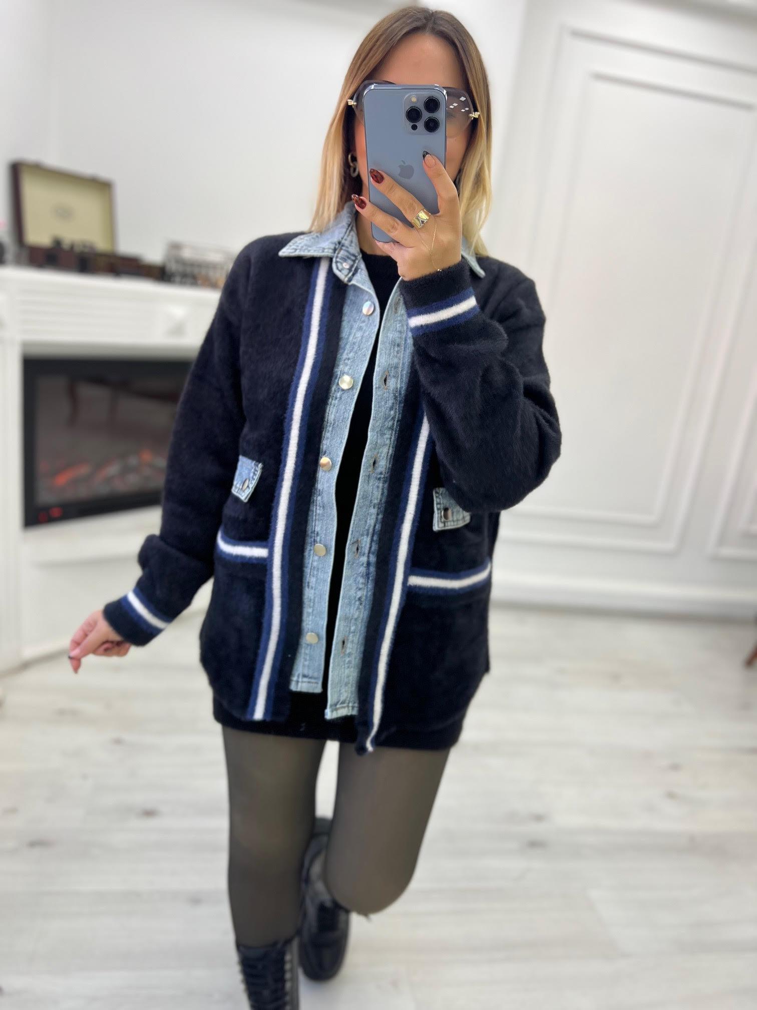 Kot Garnili Angora Hırka SİYAH