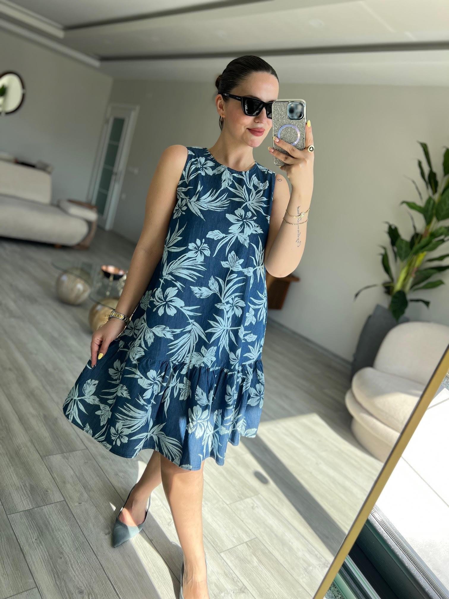 Kot Tencel Elbise MAVİ