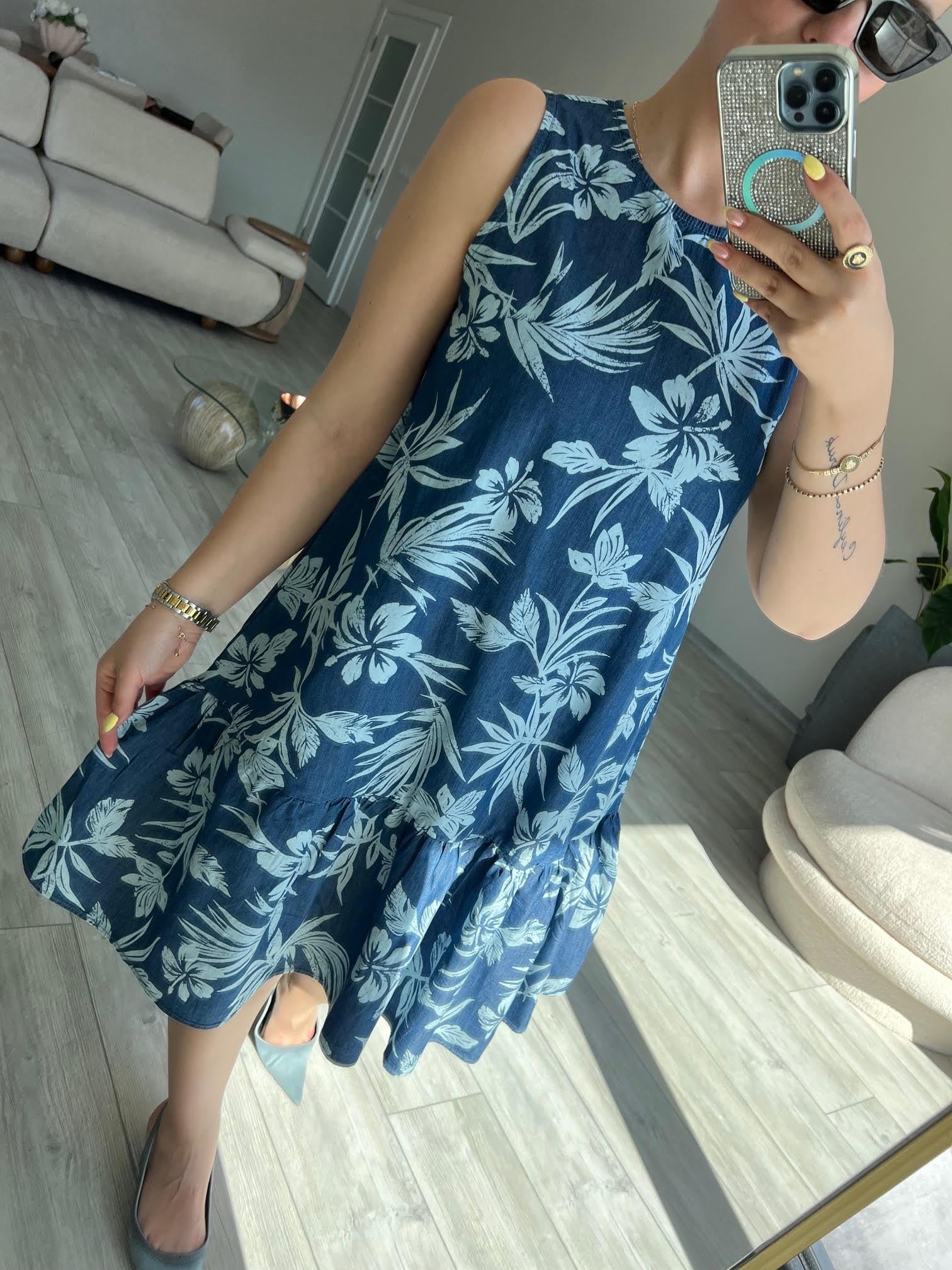 Kot Tencel Elbise MAVİ