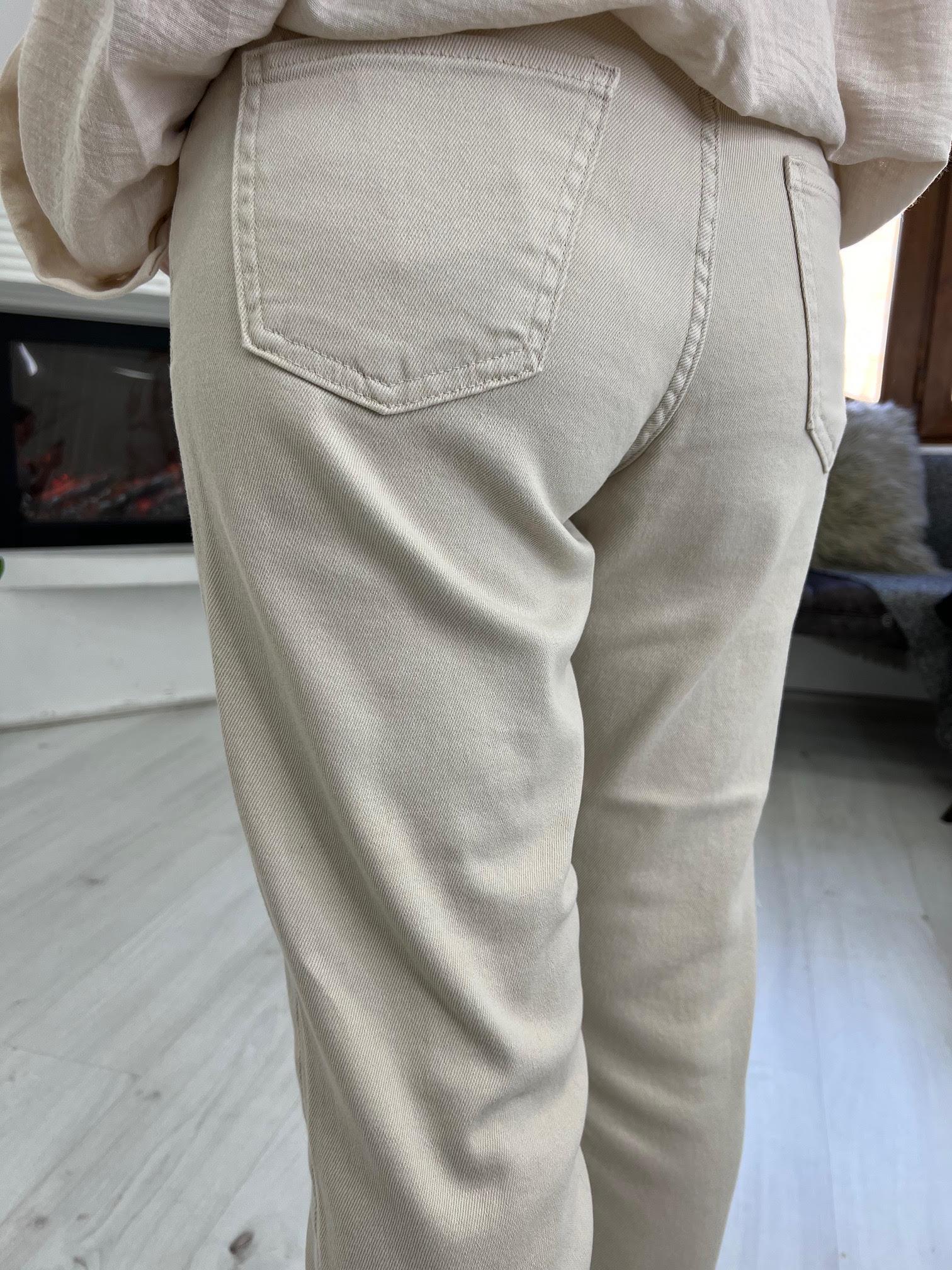 Likralı Yüksek Bel Jean TAŞ