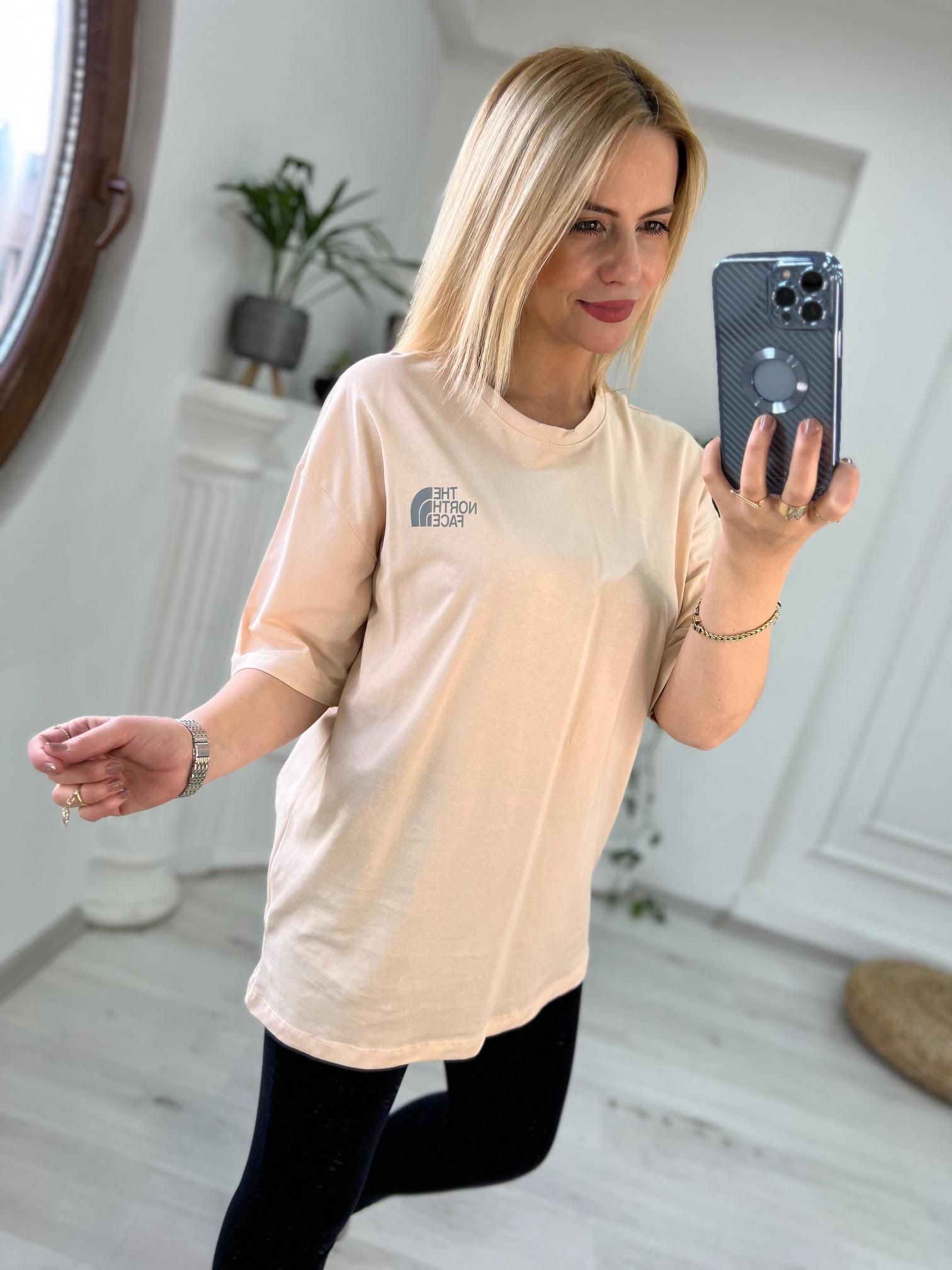 Reflektör Baskılı Tshirt BEJ