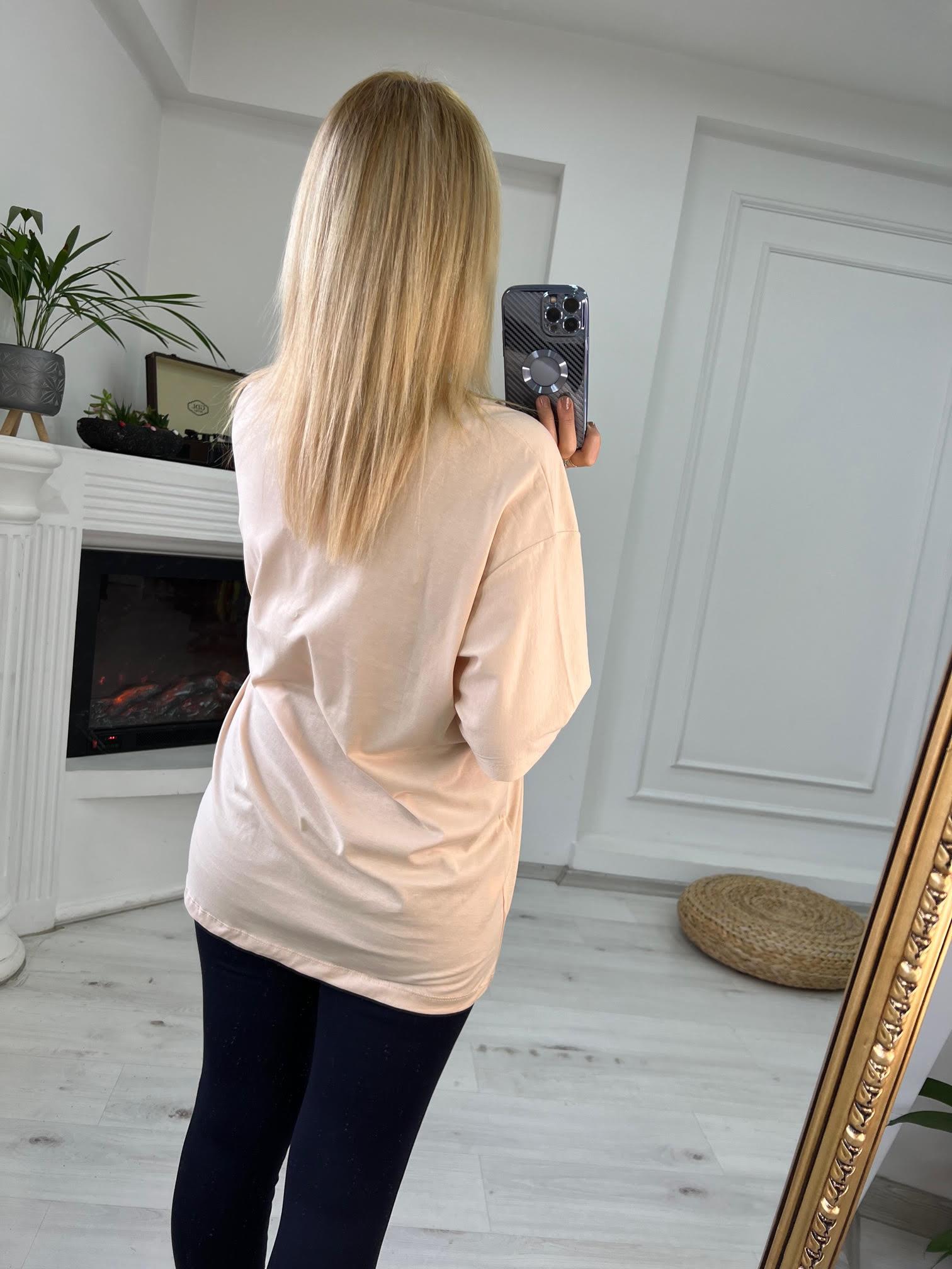 Reflektör Baskılı Tshirt BEJ