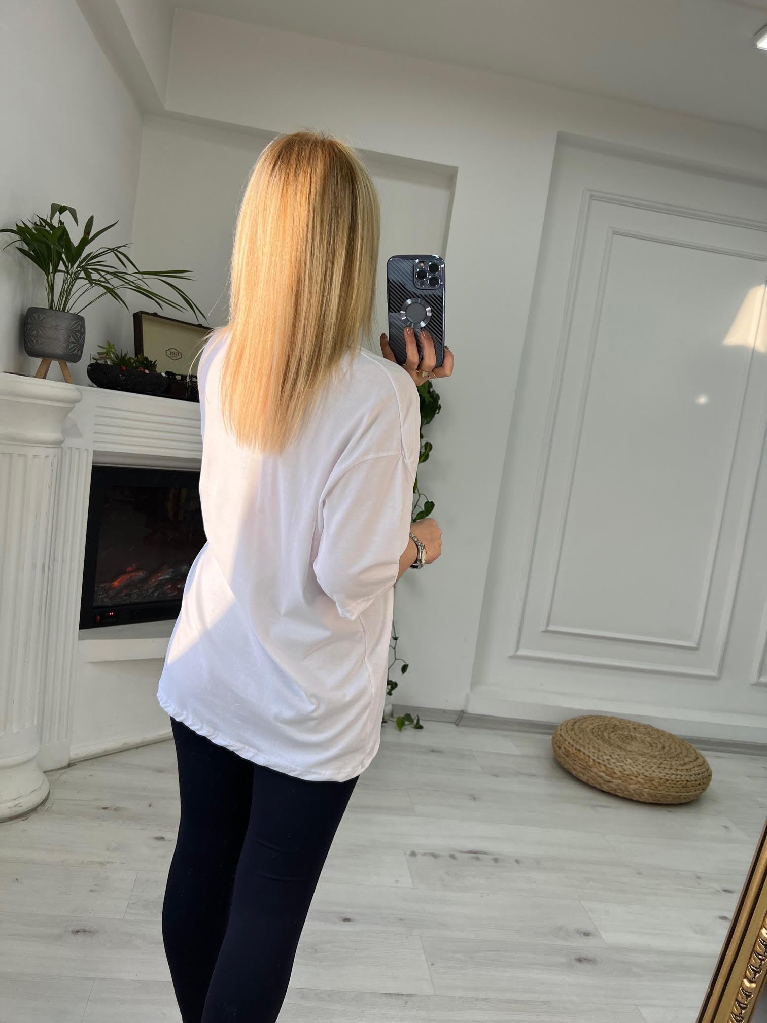 Reflektör Baskılı Tshirt BEYAZ