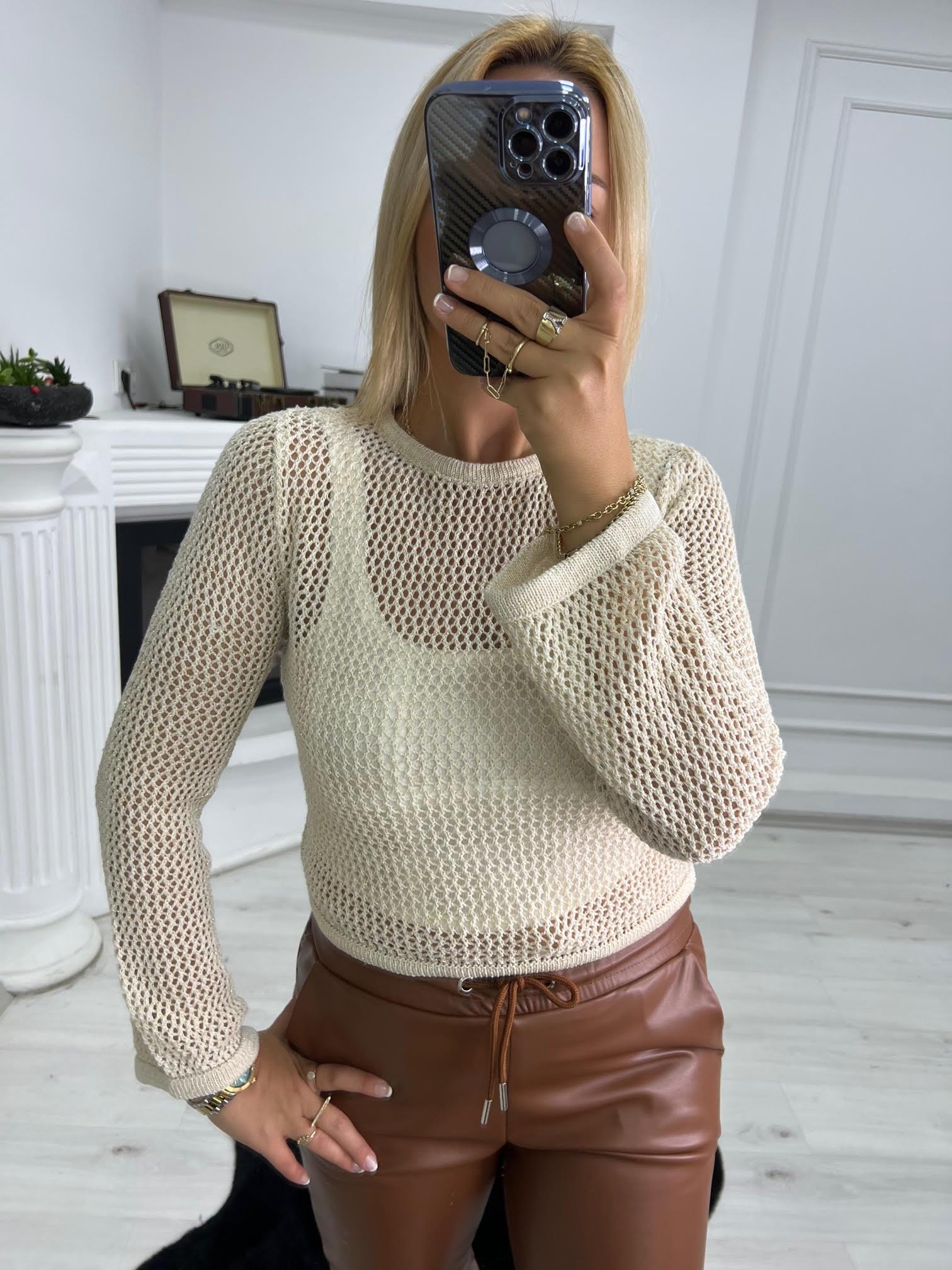 Simli Crop Triko TAŞ