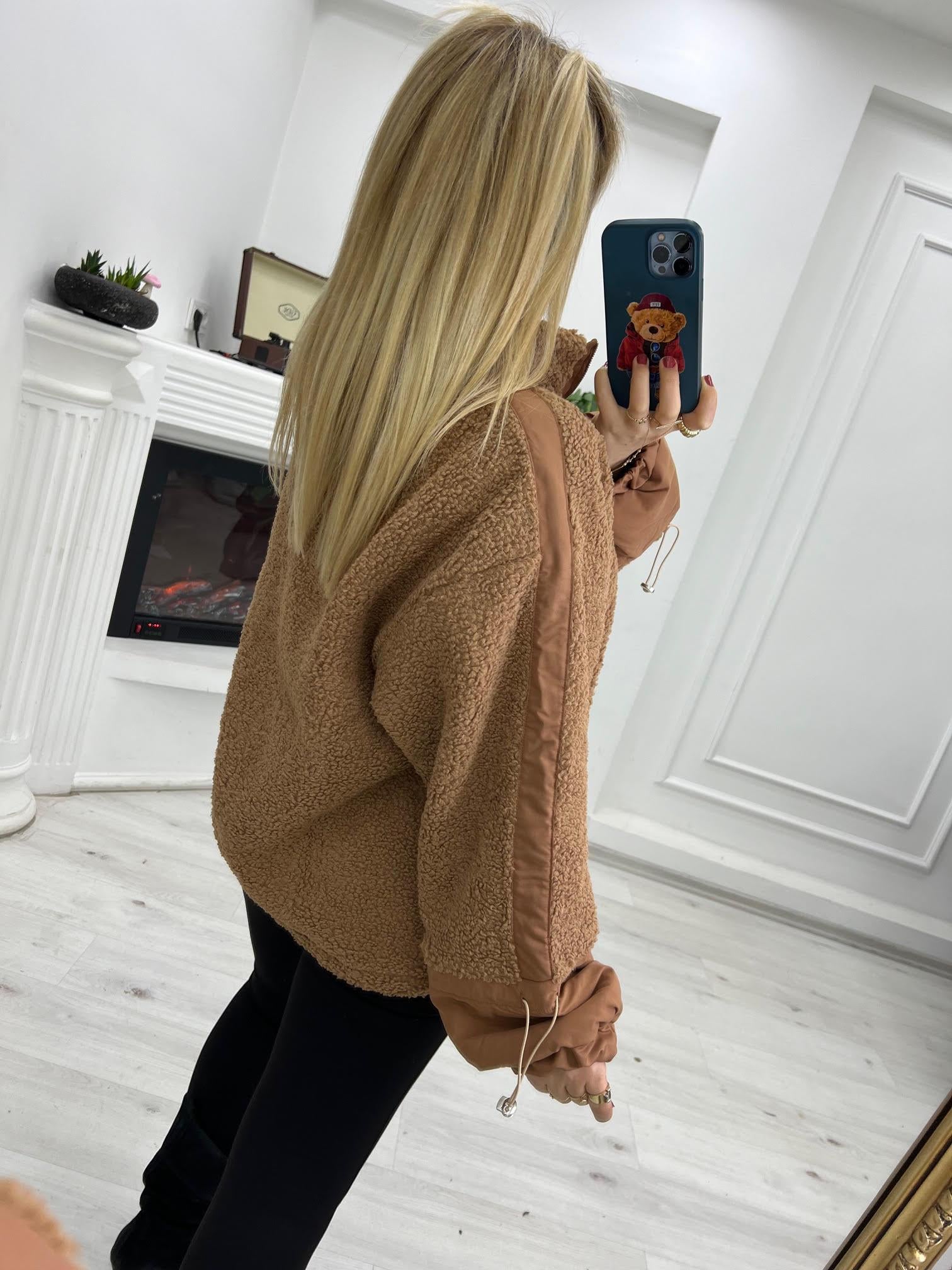Teddy Yarım Fermuarlı Sweat CAMEL