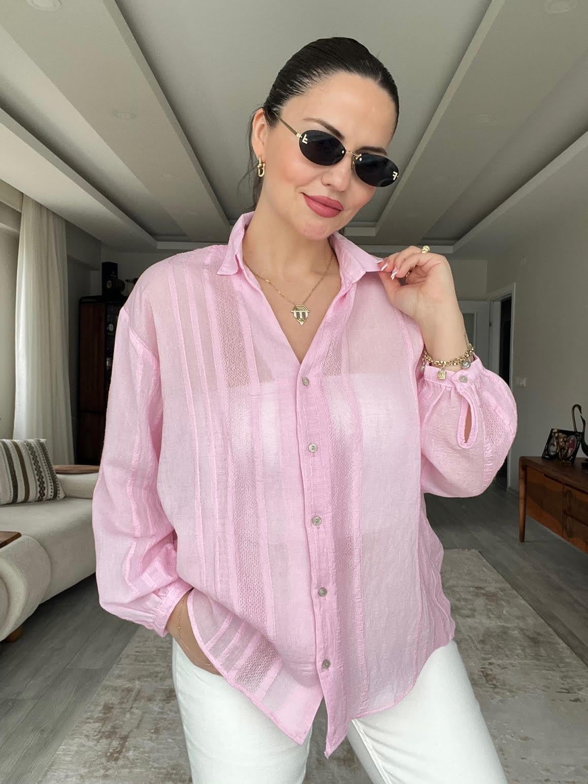 Transparan Gömlek PEMBE