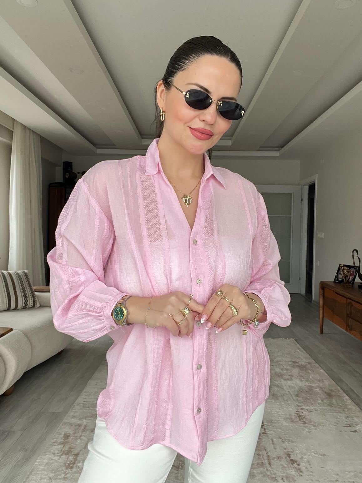 Transparan Gömlek PEMBE
