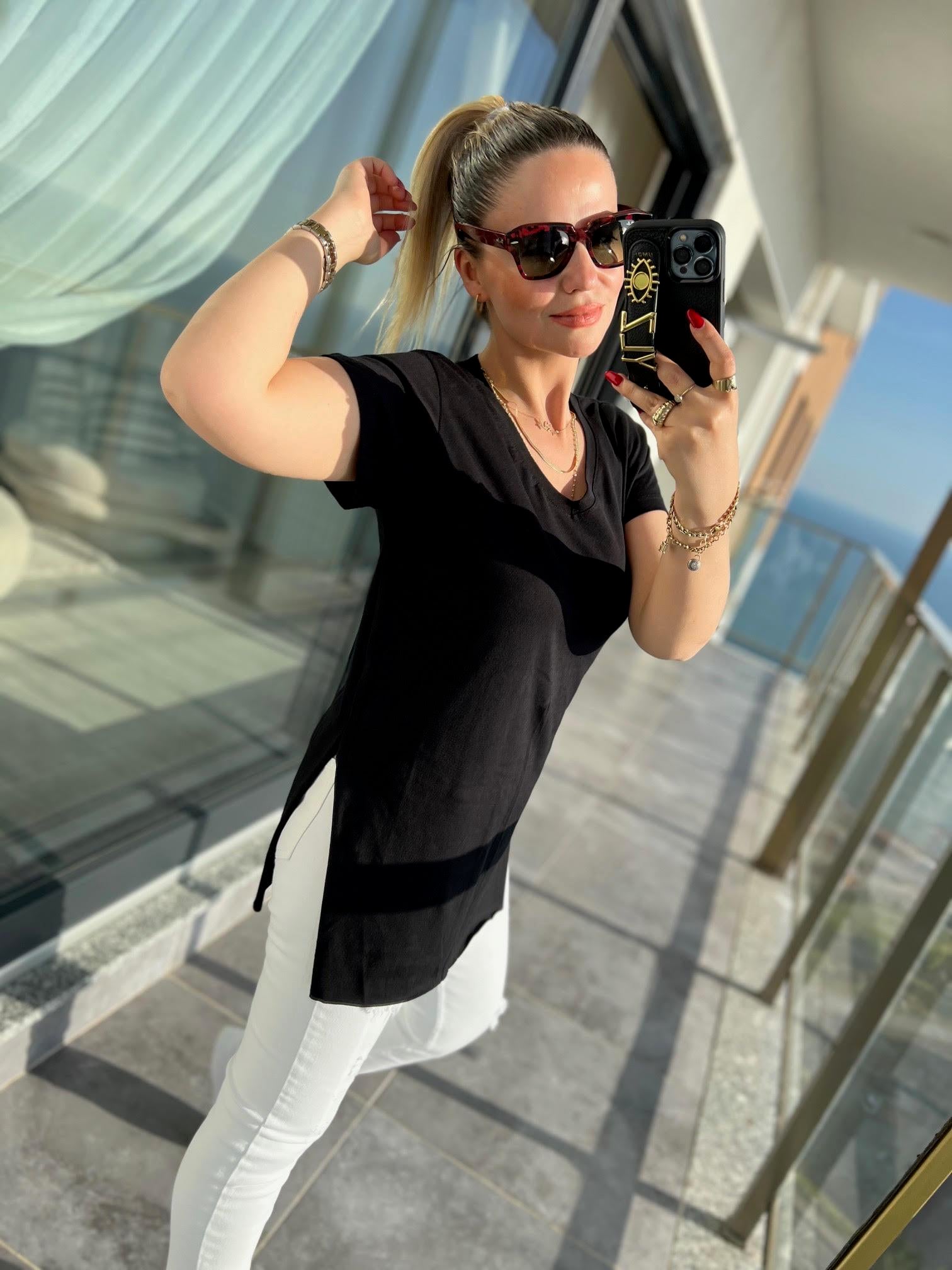 V Yaka Basıc Tshirt SİYAH