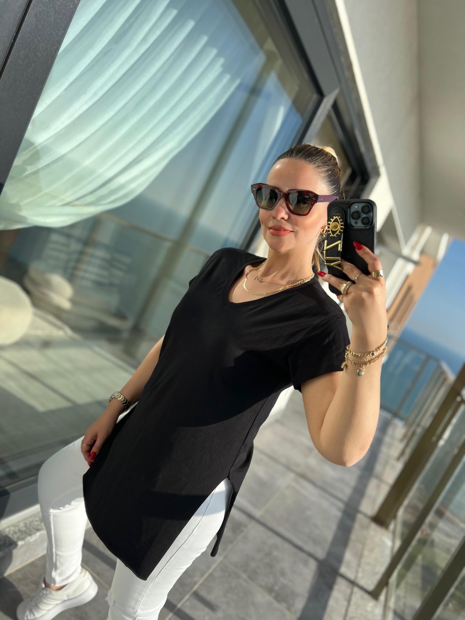 V Yaka Basıc Tshirt SİYAH