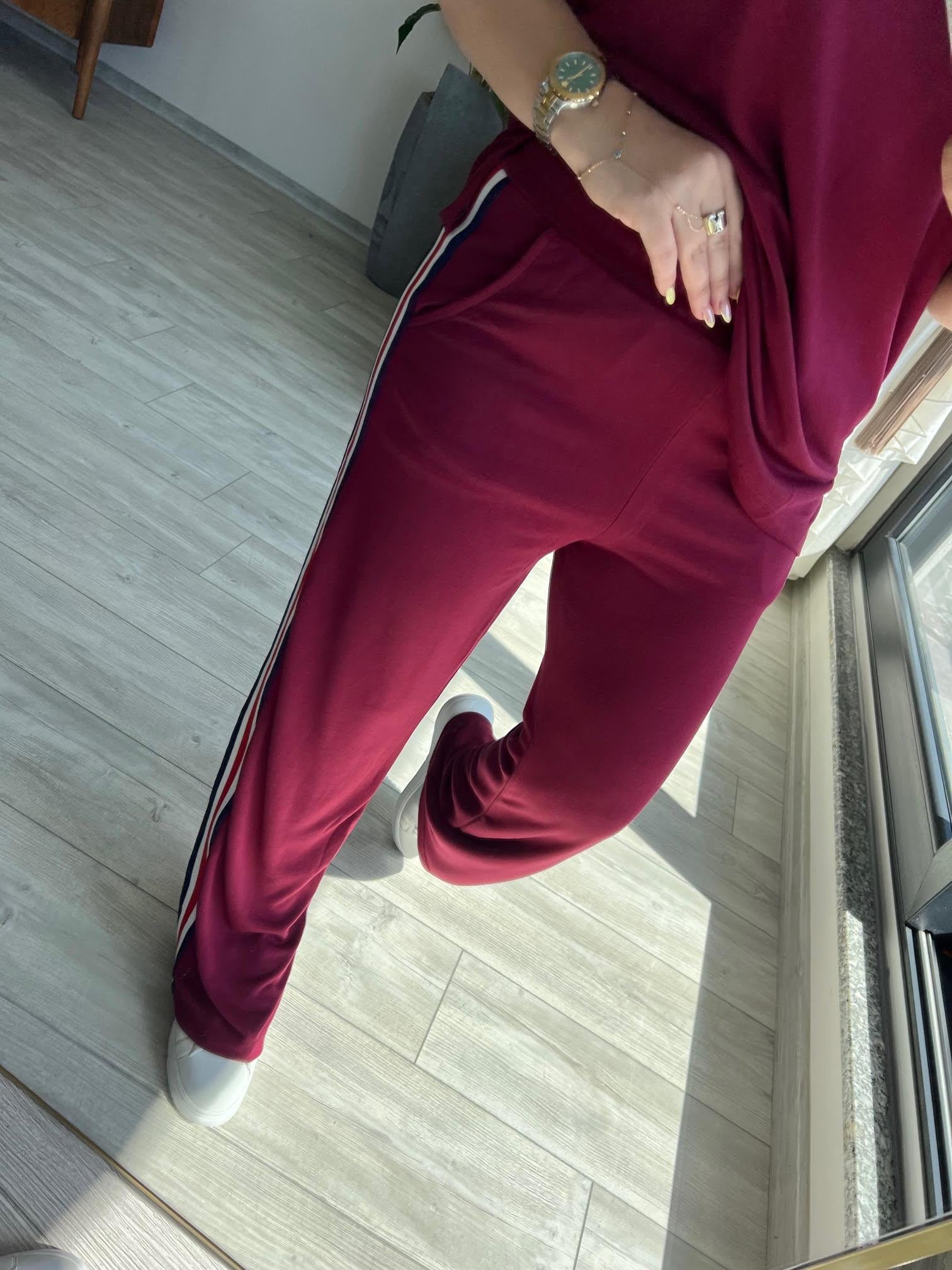 Yarım Fermuar Şeritli Takım BORDO