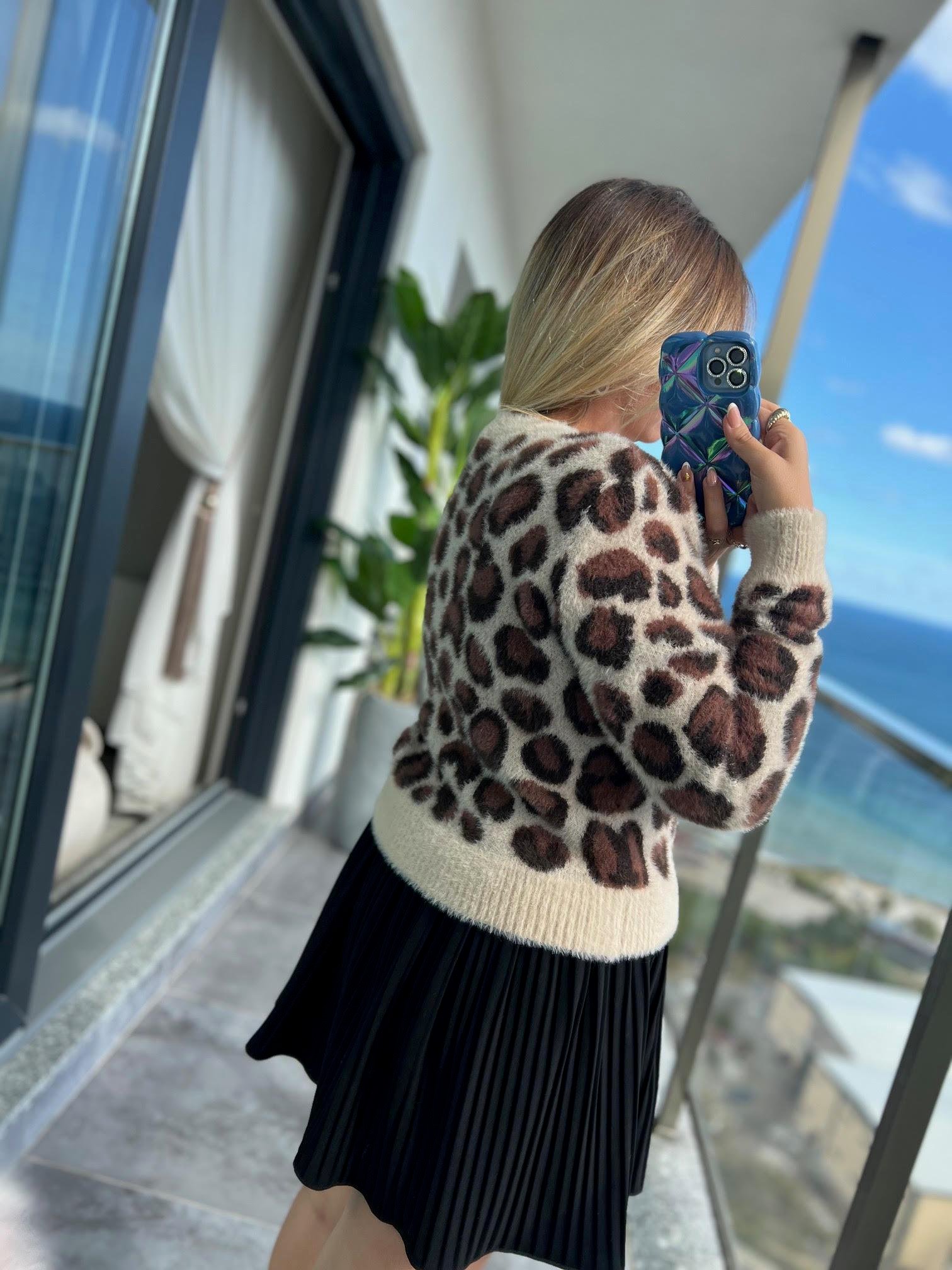 Yumuşak Dokulu Hırka LEOPAR