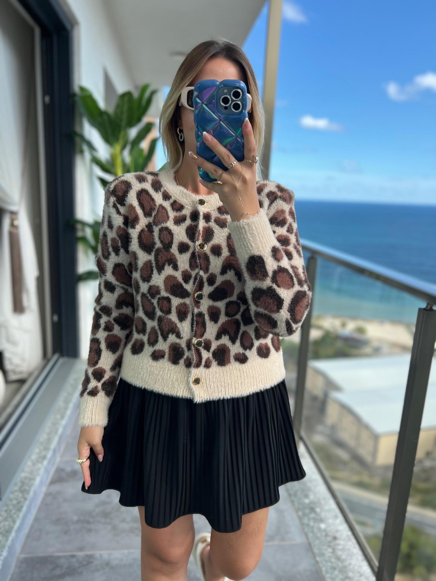Yumuşak Dokulu Hırka LEOPAR