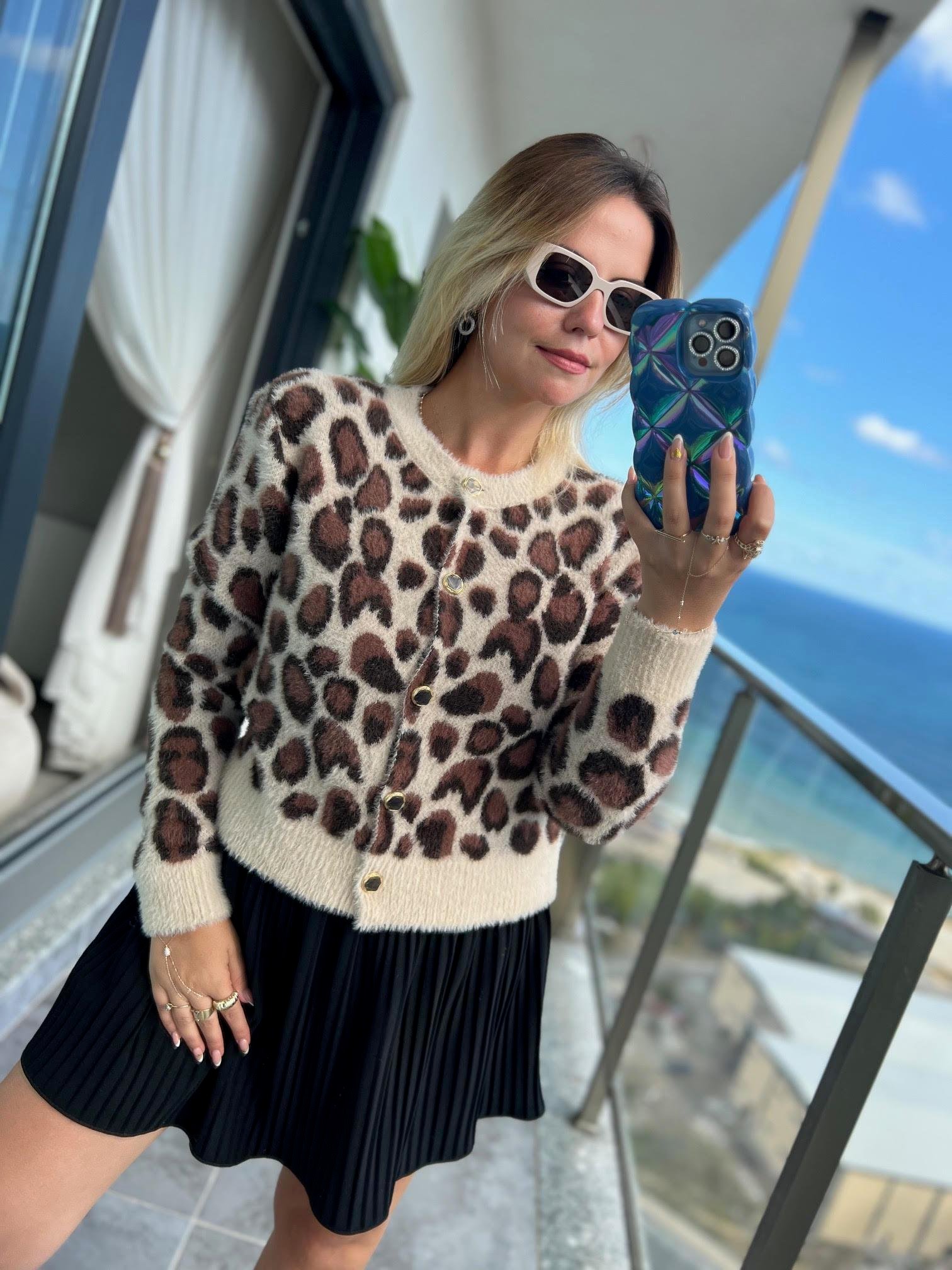Yumuşak Dokulu Hırka LEOPAR