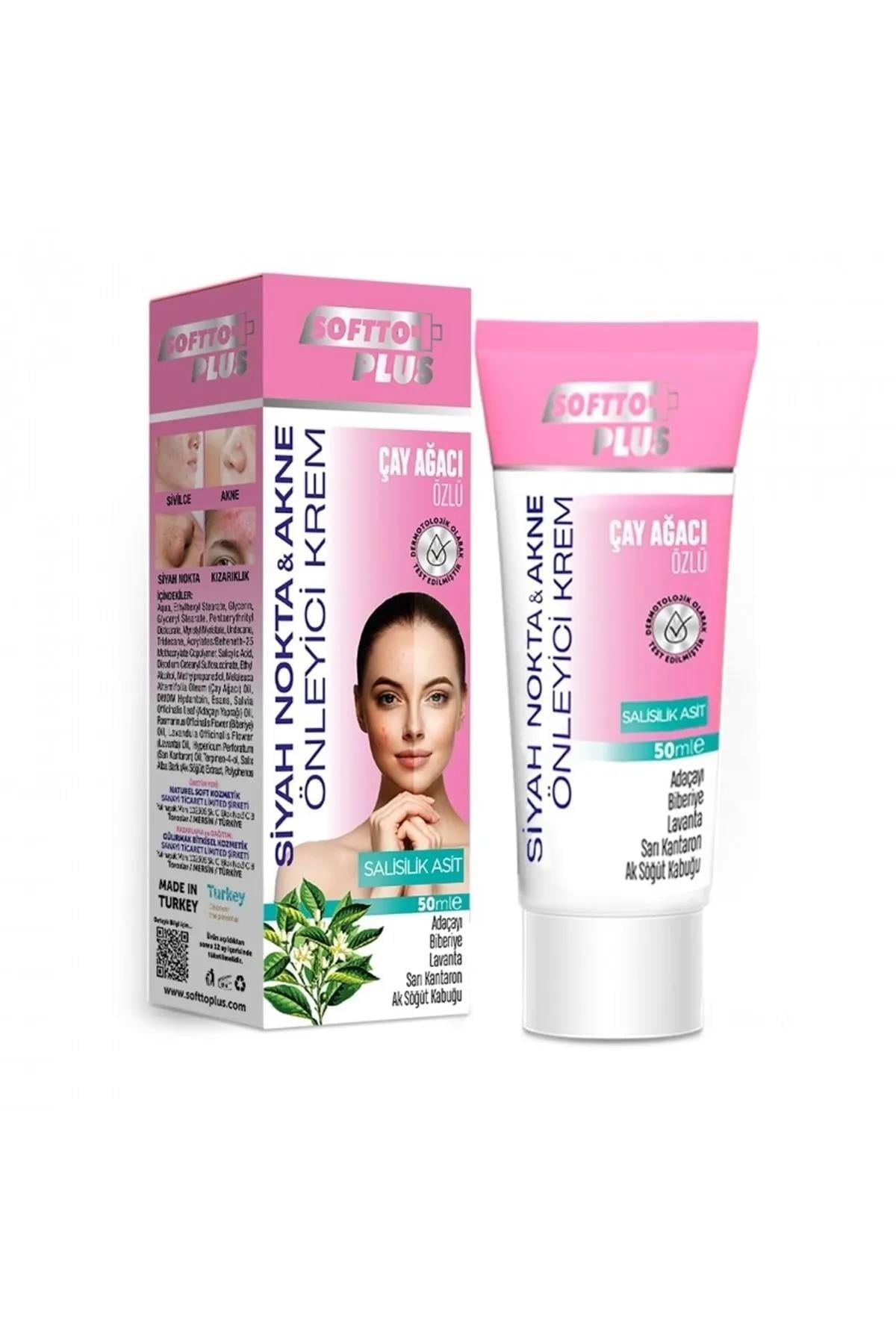 SOFTTO PLUS Çay Ağacı Özlü Akne ve Siyah Nokta Önleyici Krem 50 ml