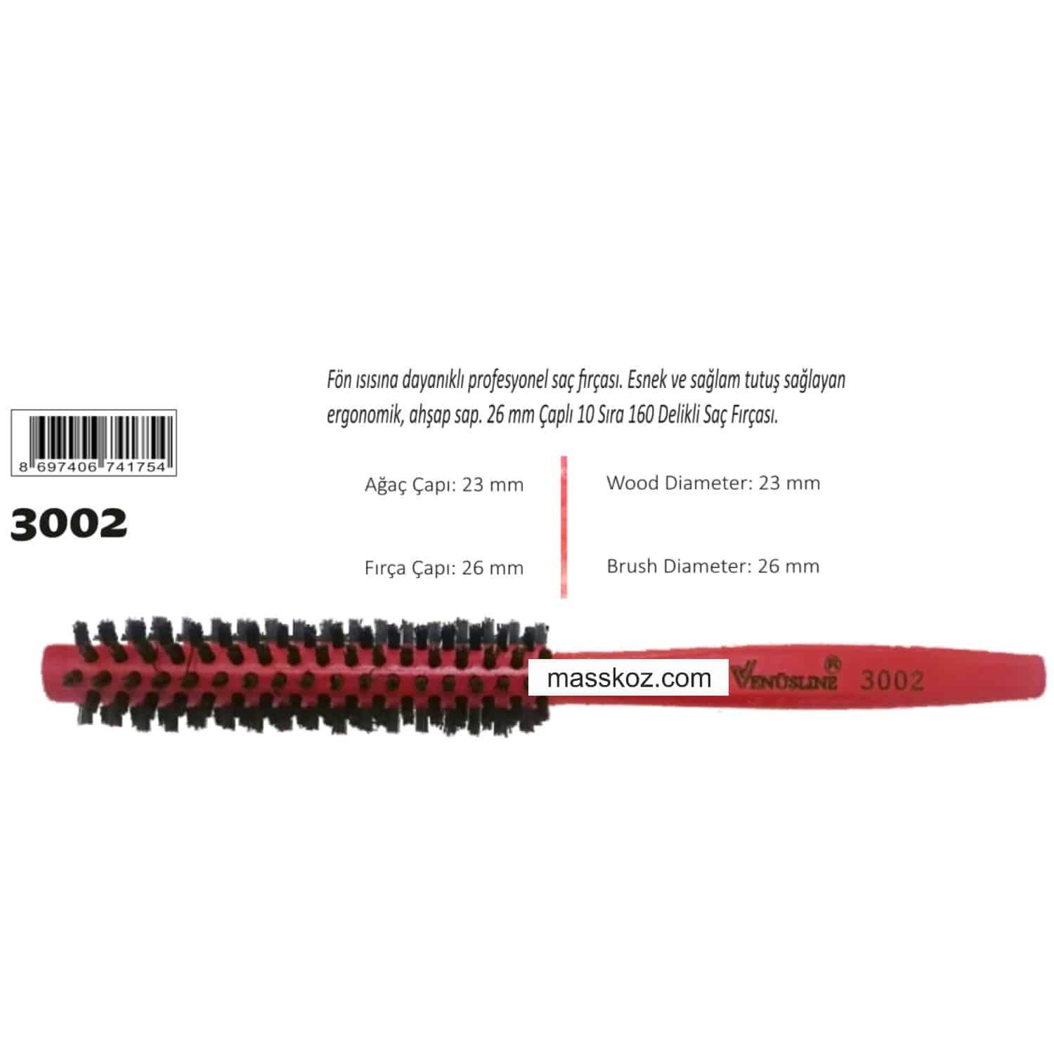 VENUSLINE KIRMIZLI SAÇ FIRÇASI 3002
