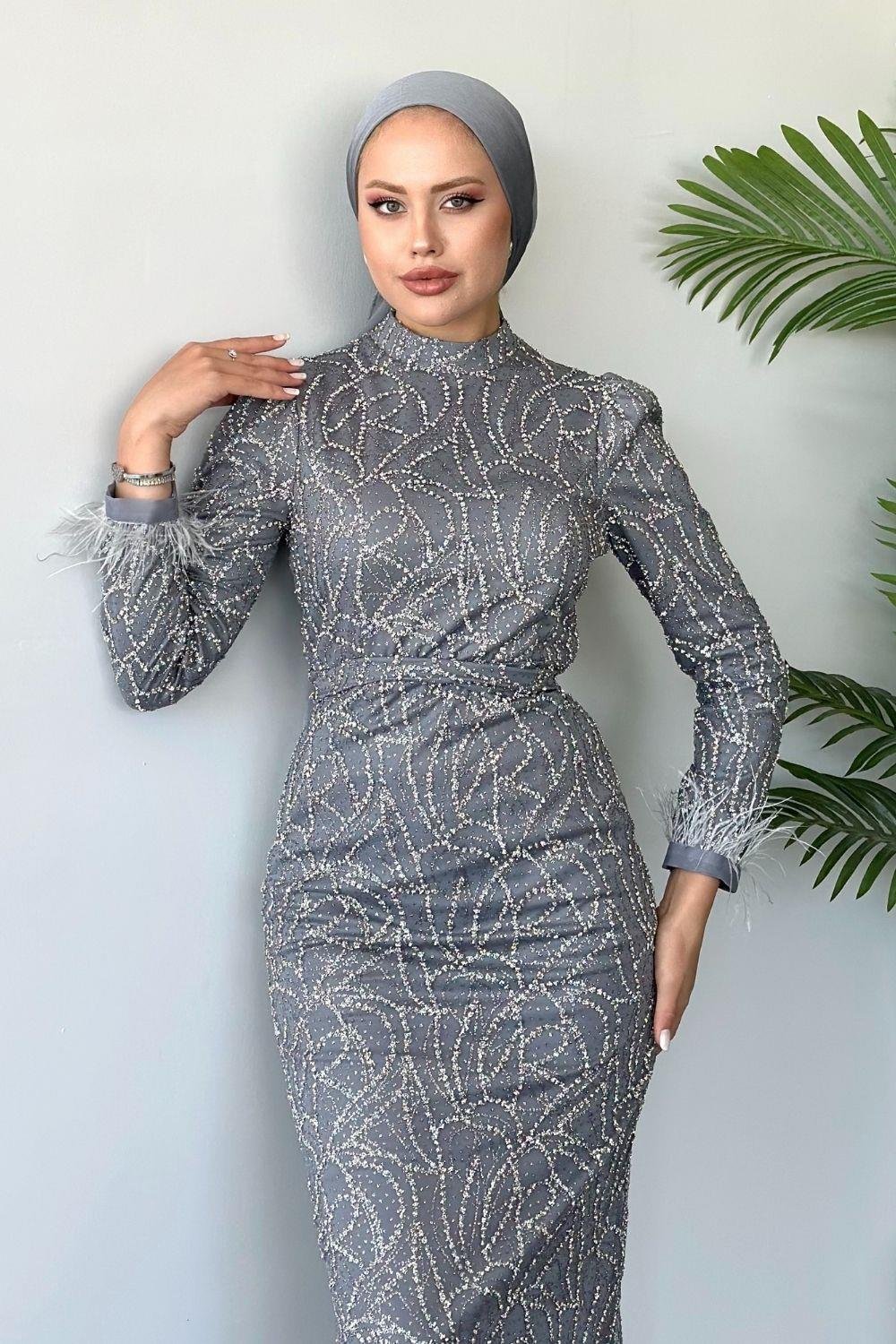 Ceylin Abiye Gri 10005 