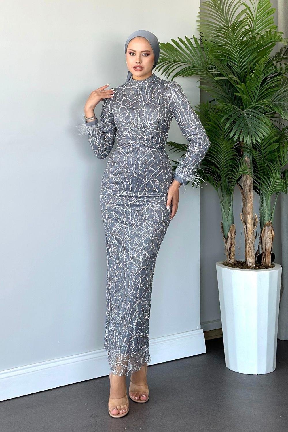 Ceylin Abiye Gri 10005 