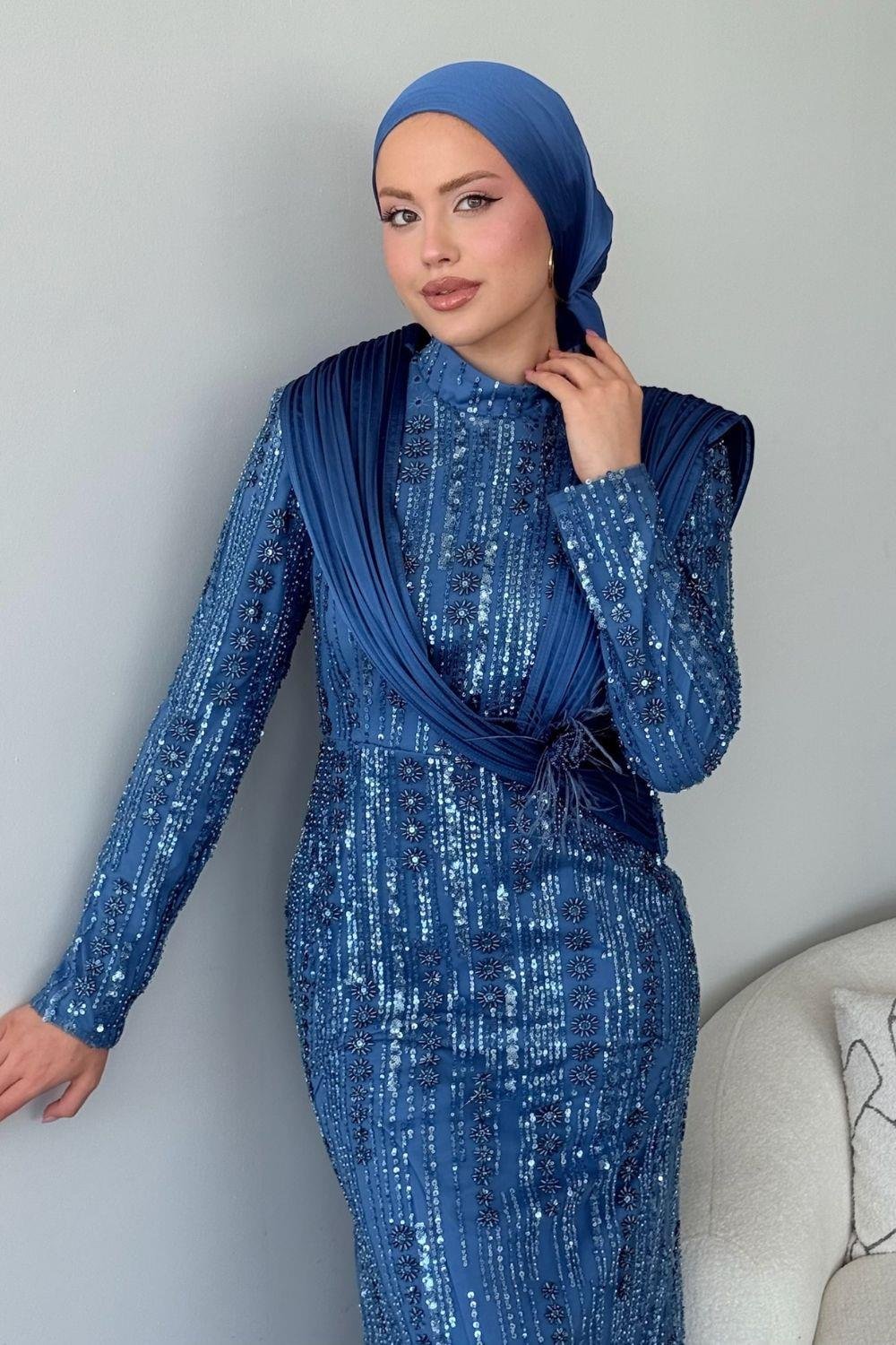 Botanica Tasarım Abiye İndigo 10026 