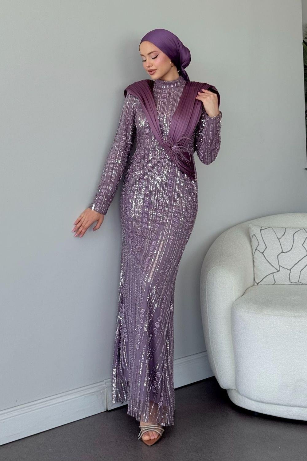 Botanica Tasarım Abiye Lila 10026 