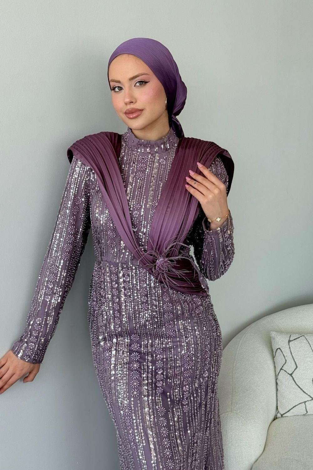 Botanica Tasarım Abiye Lila 10026 