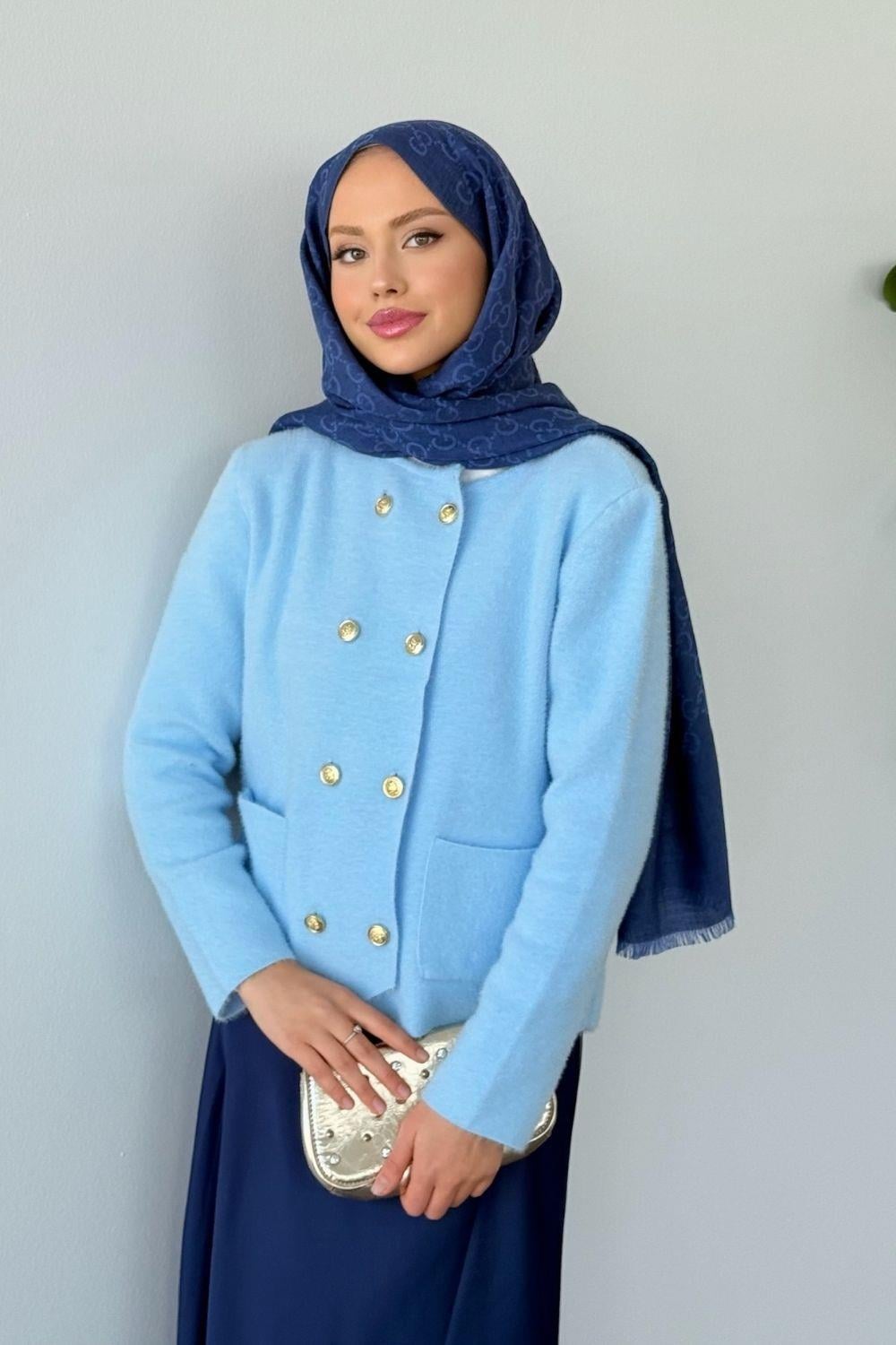 Sumud Triko Hırka Mavi 10038 