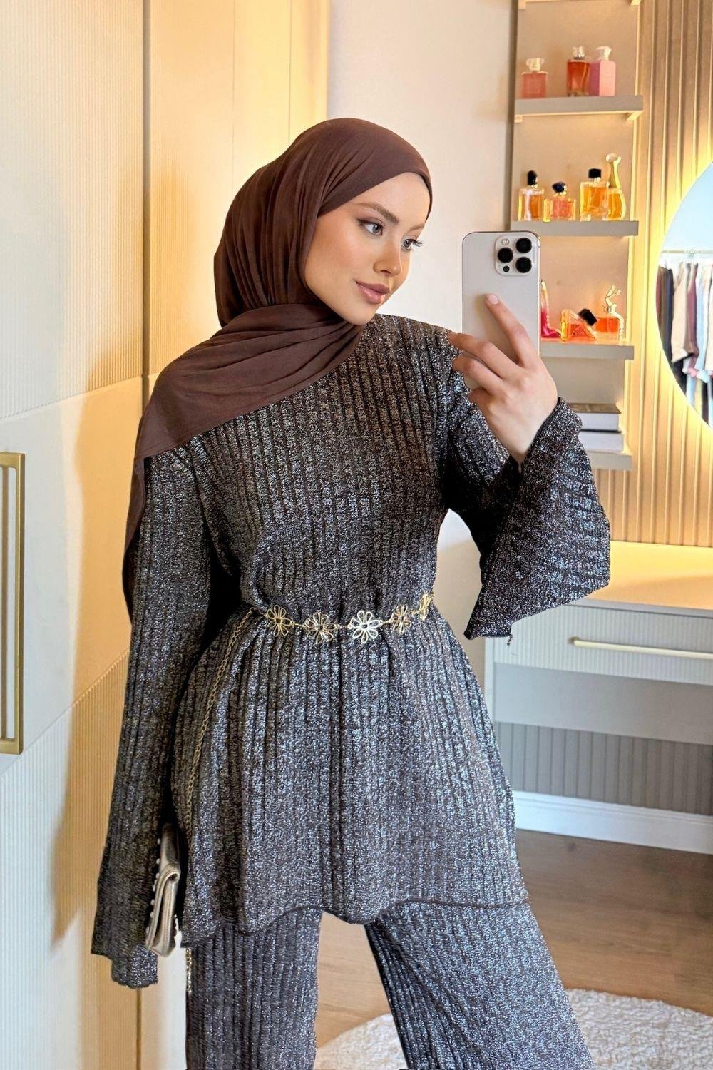 Kayla Simli Takım Kahverengi 10051 