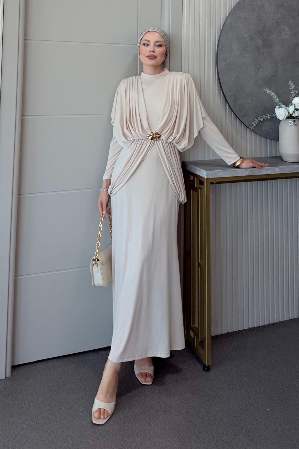 Sandy Lotus  Elbise Bej 10073 