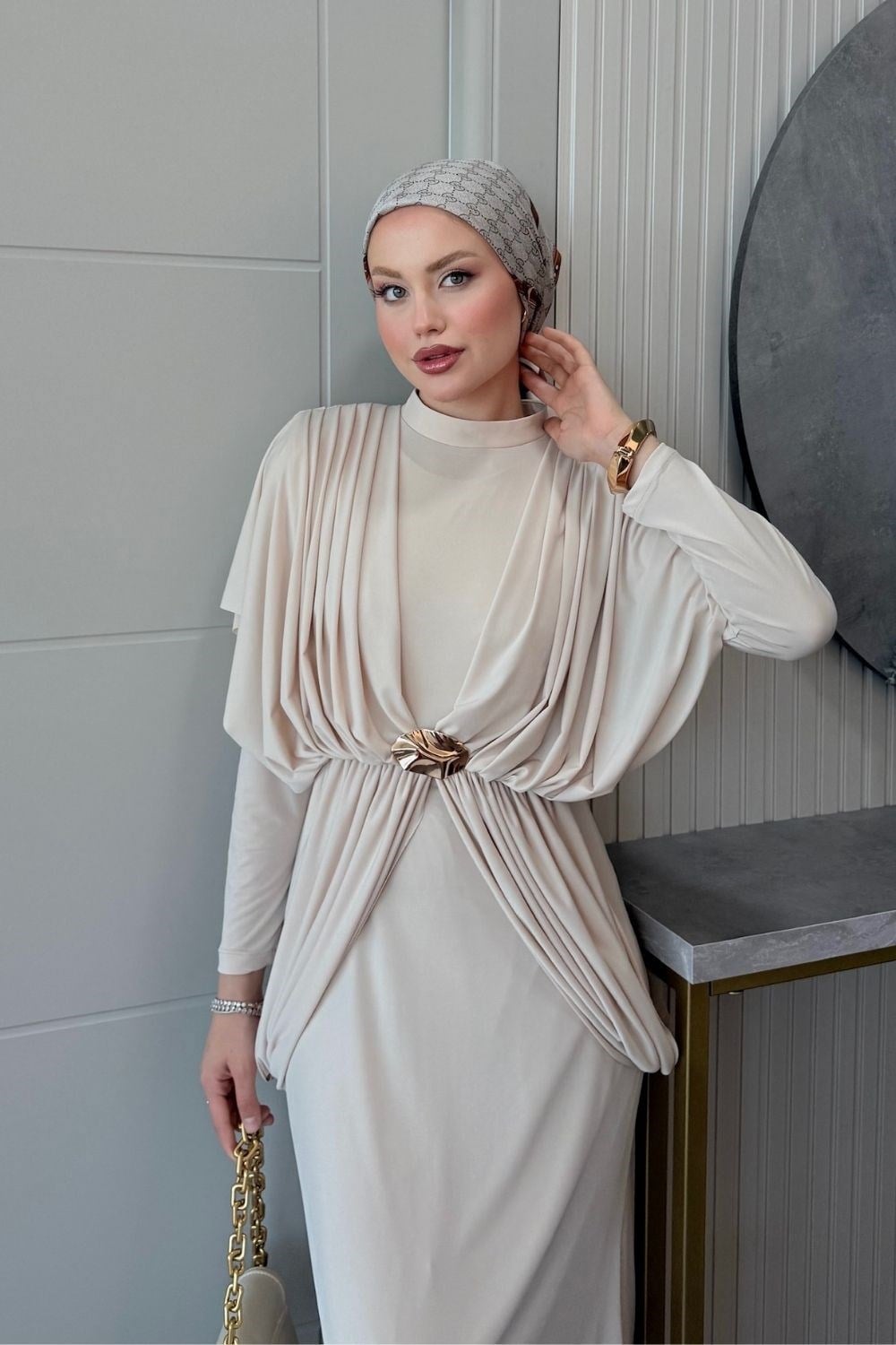 Sandy Lotus  Elbise Bej 10073 