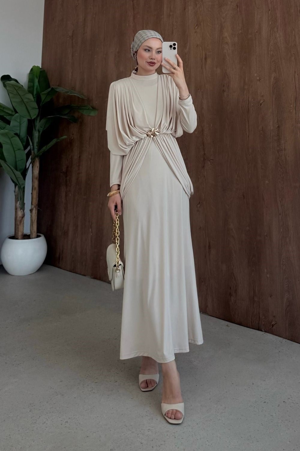 Sandy Lotus  Elbise Bej 10073 