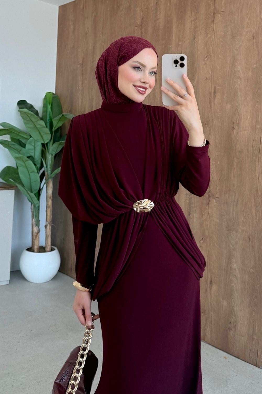 Sandy Lotus  Elbise Bordo 10073 