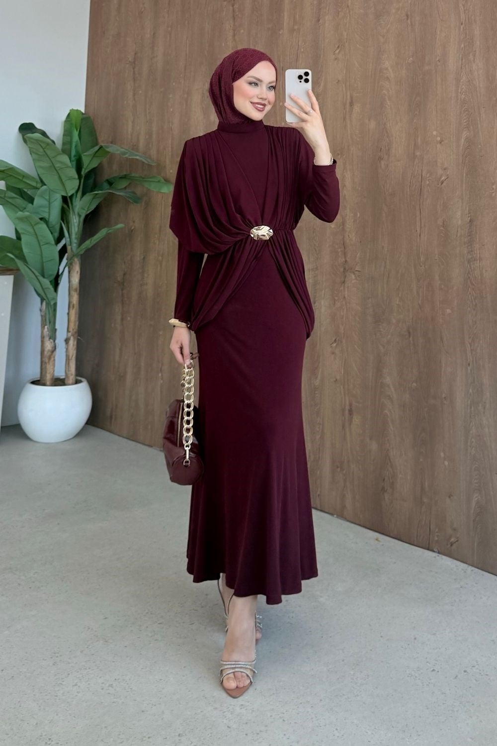 Sandy Lotus  Elbise Bordo 10073 
