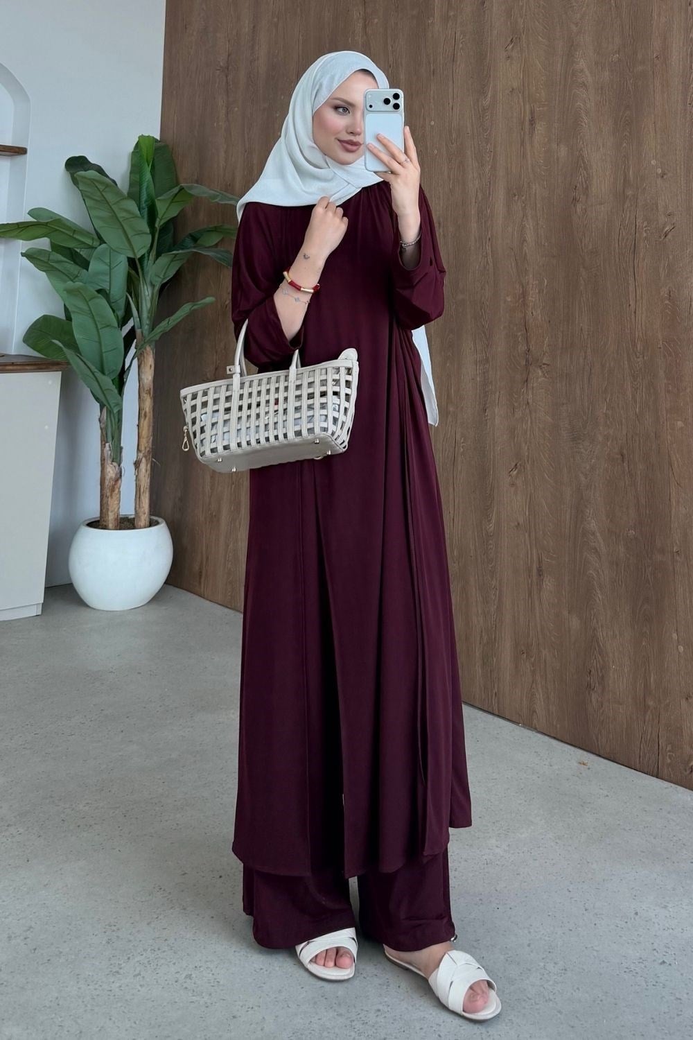 Çift Yırtmaçlı Takım Bordo 10077 