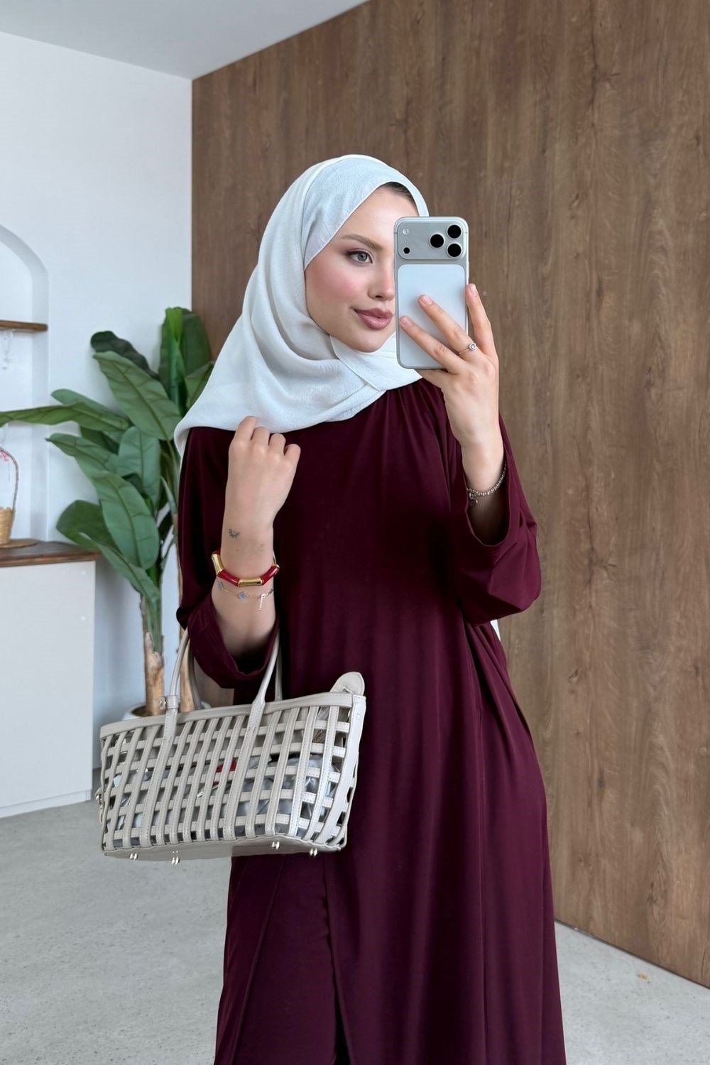 Çift Yırtmaçlı Takım Bordo 10077 