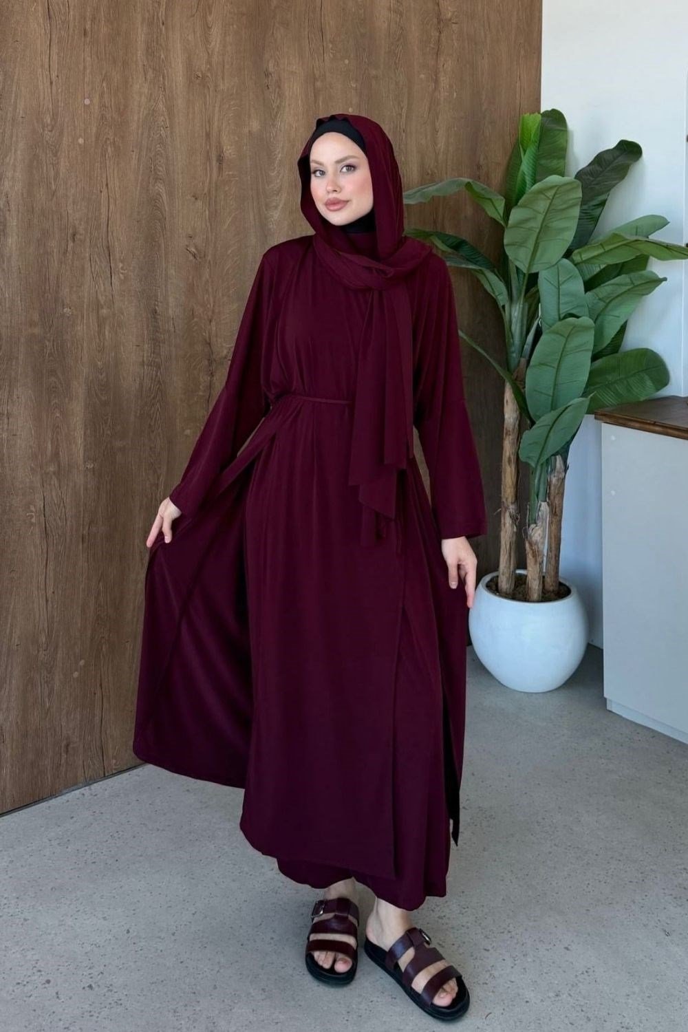 Çift Yırtmaçlı Takım Bordo 10077 